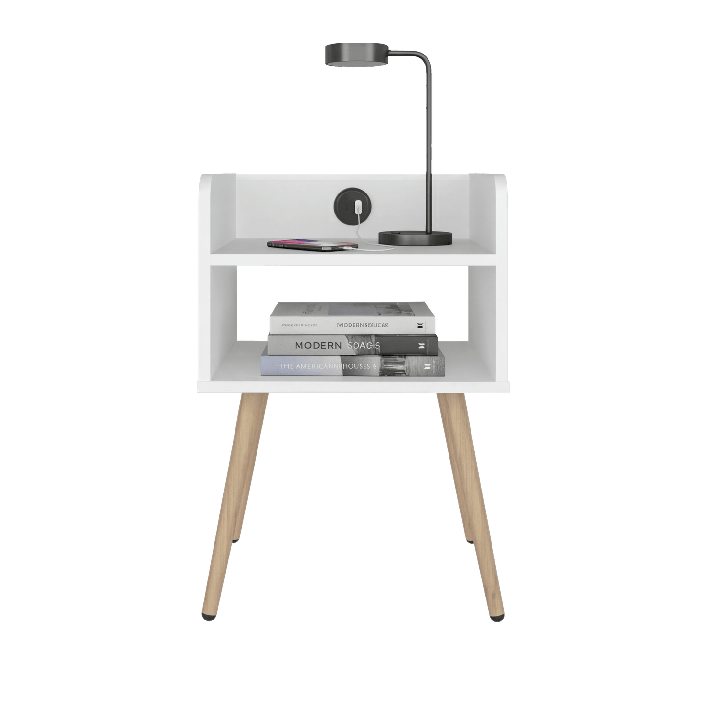 Mesa De Noche Didi Usb 58X40X34 Rta Blanco Zf