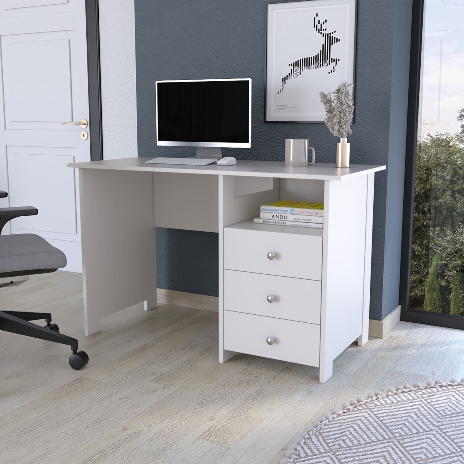 Escritorio Bianco 3 Cajones 75X120X55 Rta Blanco Zf