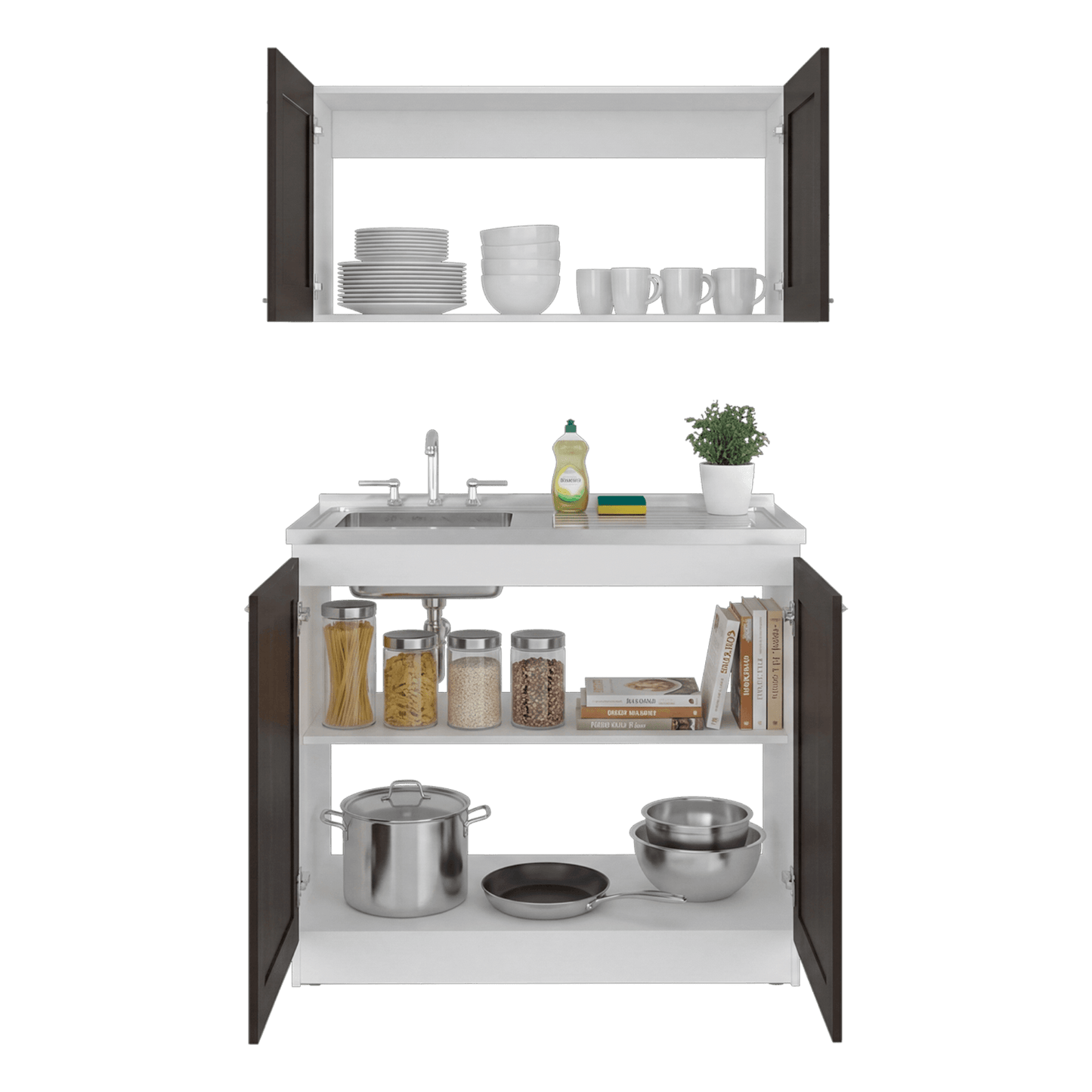 Cocina Zurich 49X100X32 Rta Blanco Nogal Zf
