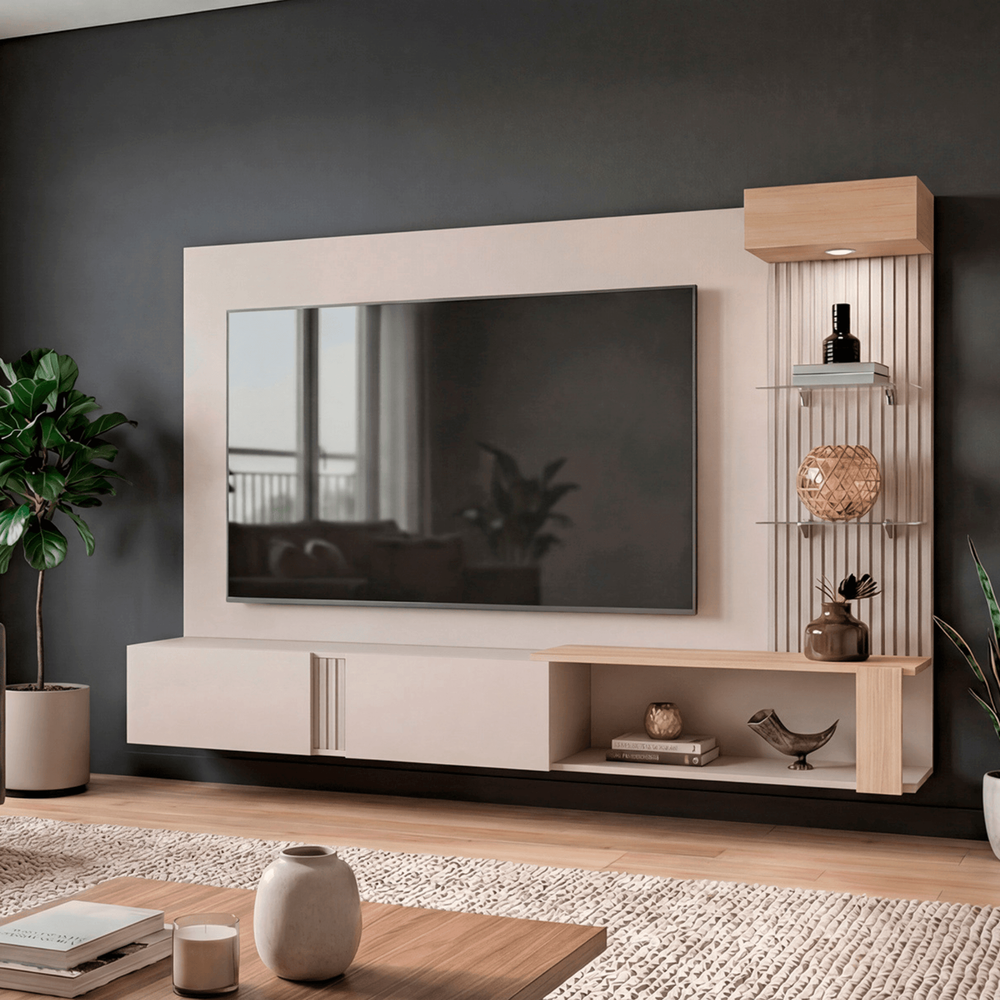 Panel De Tv Isolde 132X208X734 Rta Capri Fresno