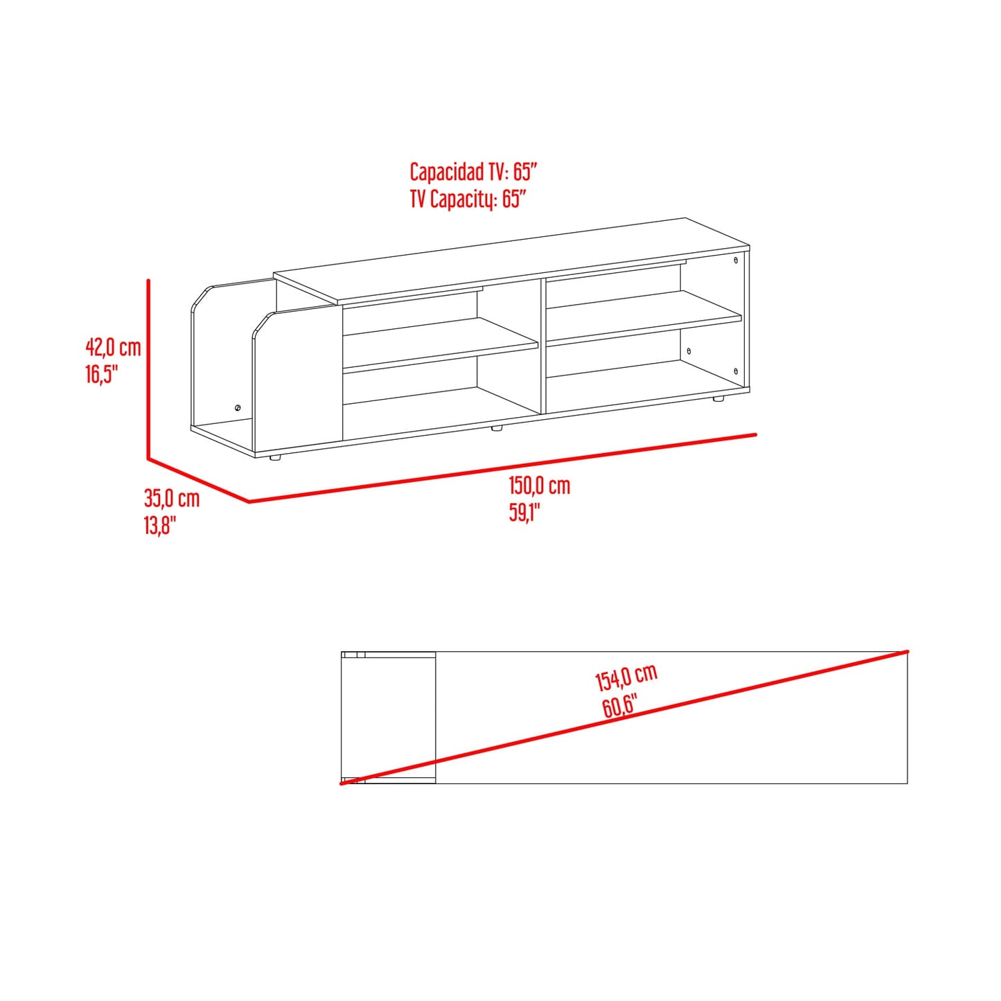 Rack Para Tv Solene 42X150X35 Rta Fresno Plomo