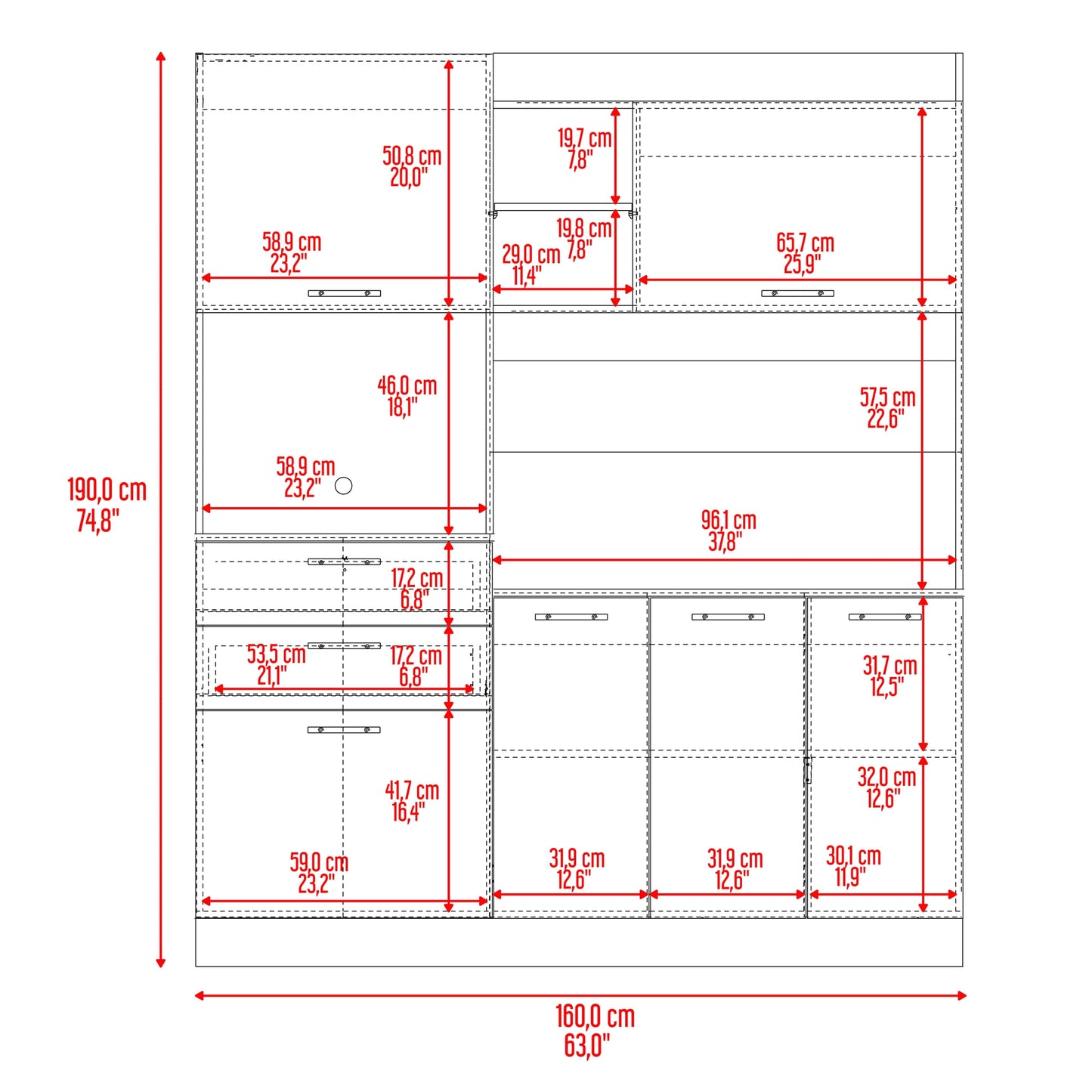 Alacena Cinnamon 190X160X40 Rta Fresno Eu Blanco