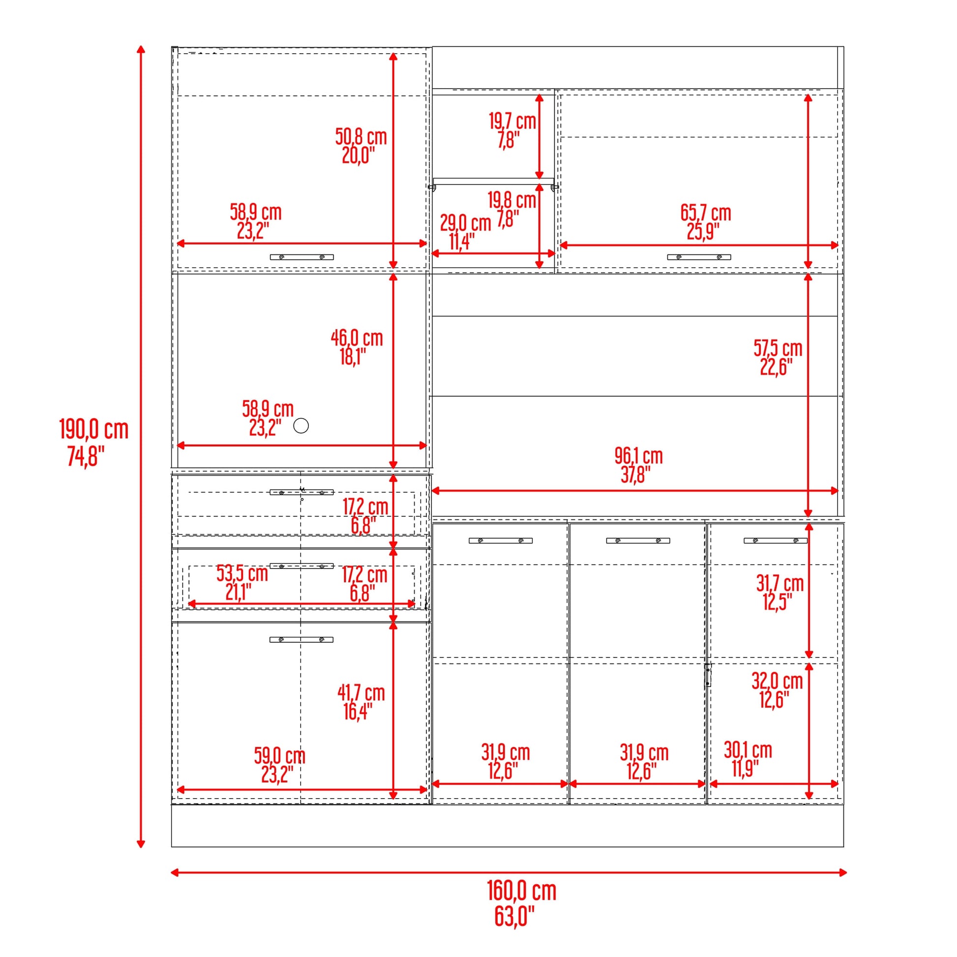 Alacena Cinnamon 190X160X40 Rta Fresno Eu Blanco
