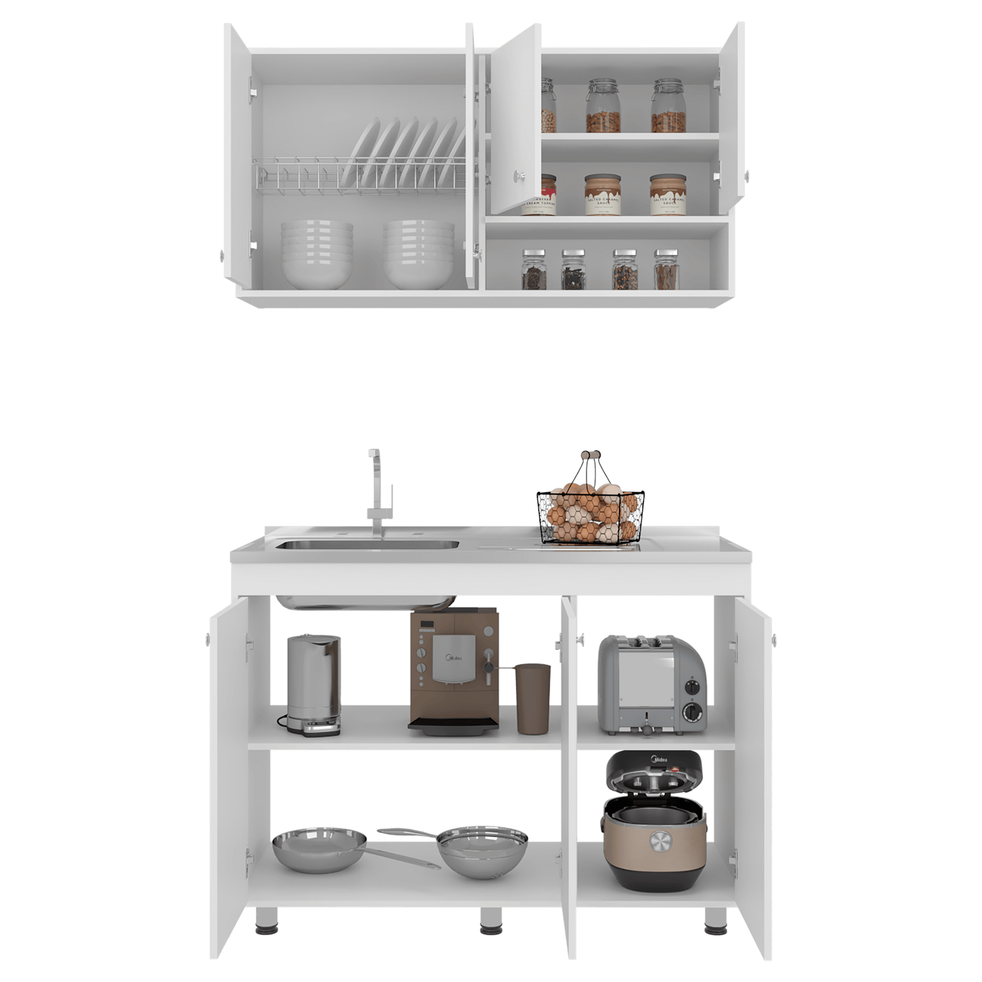 Cocina Completa Napoleon Set 92X120X50 Rta Kronos Blanco Zf