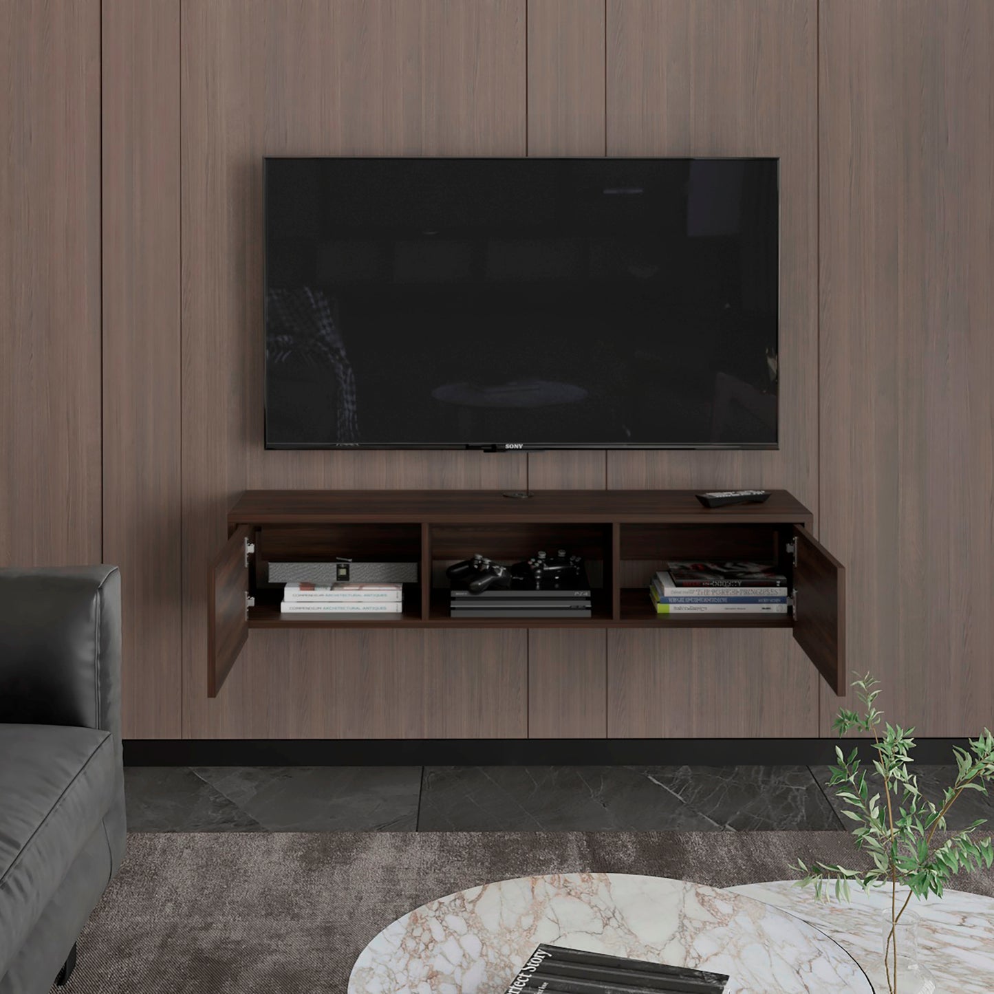 Repisa De Tv Glen Multifuncional 26X125X29 Rta Nogal Europeo