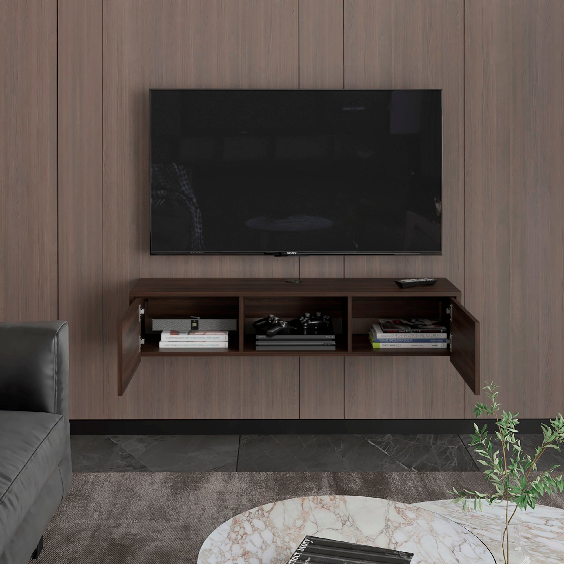 Repisa De Tv Glen Multifuncional 26X125X29 Rta Nogal Europeo