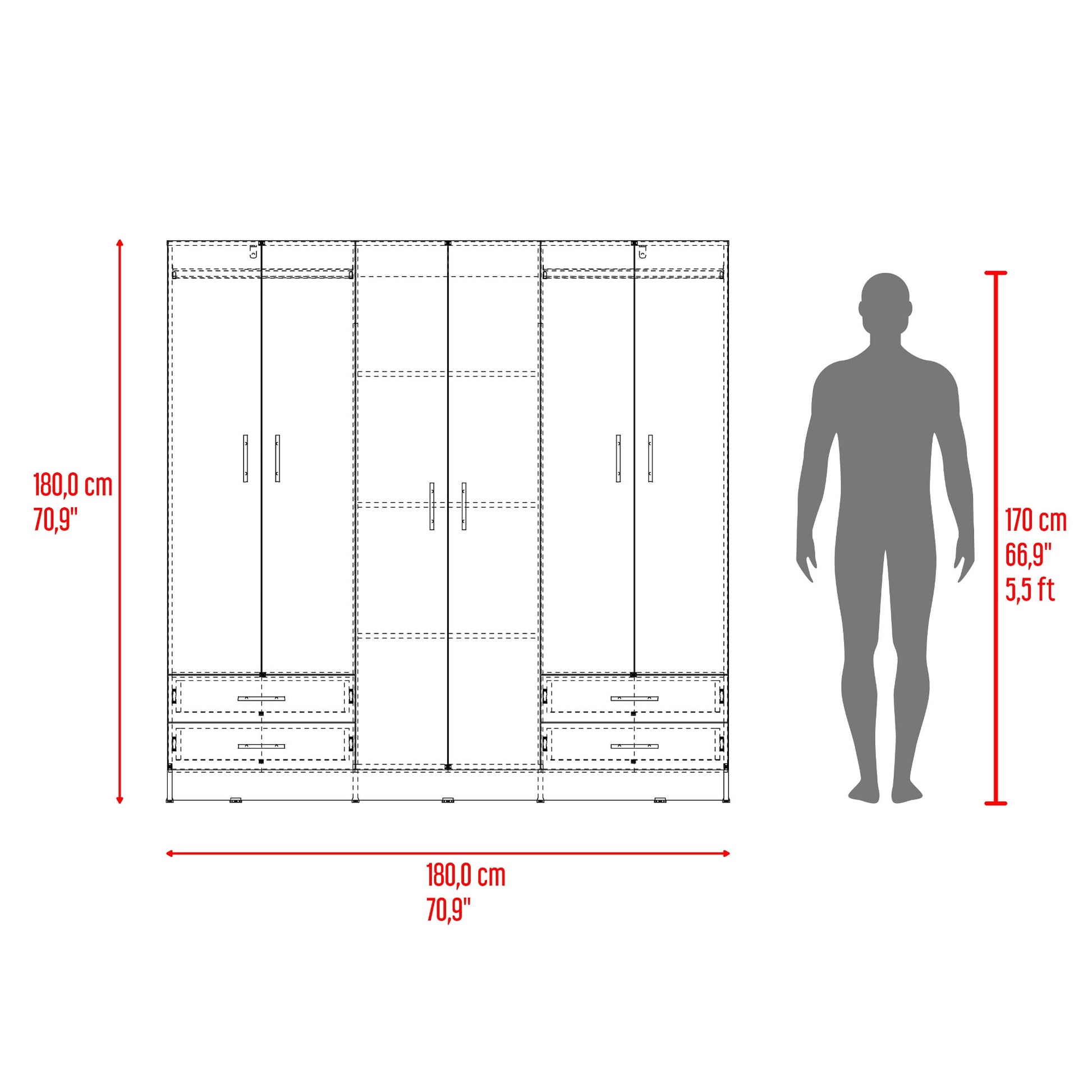 Closet Petunia 180X180X46 Rta Fresno Eu Blanco