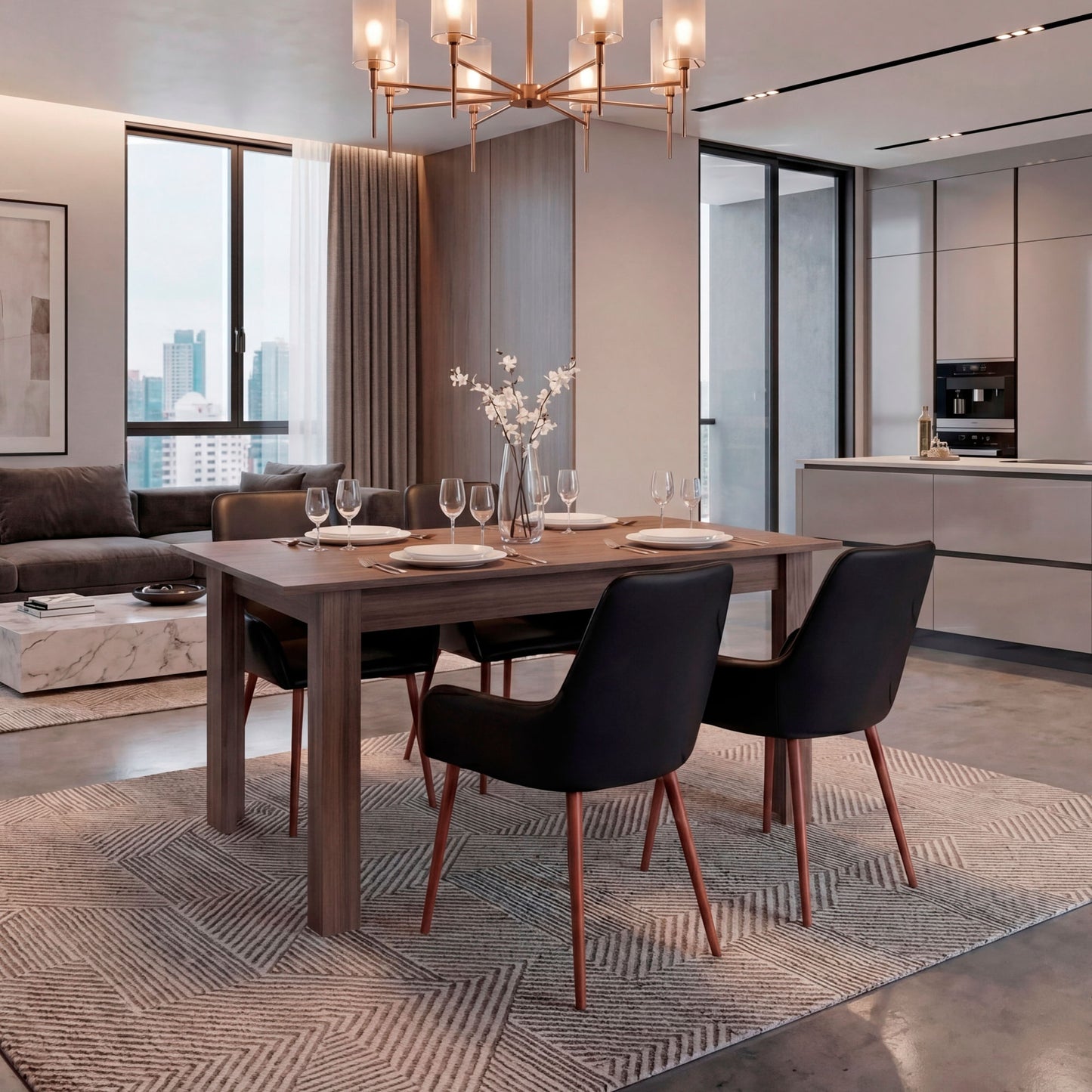 Mesa Comedor Portofino 75X160X88 Rta Avellana