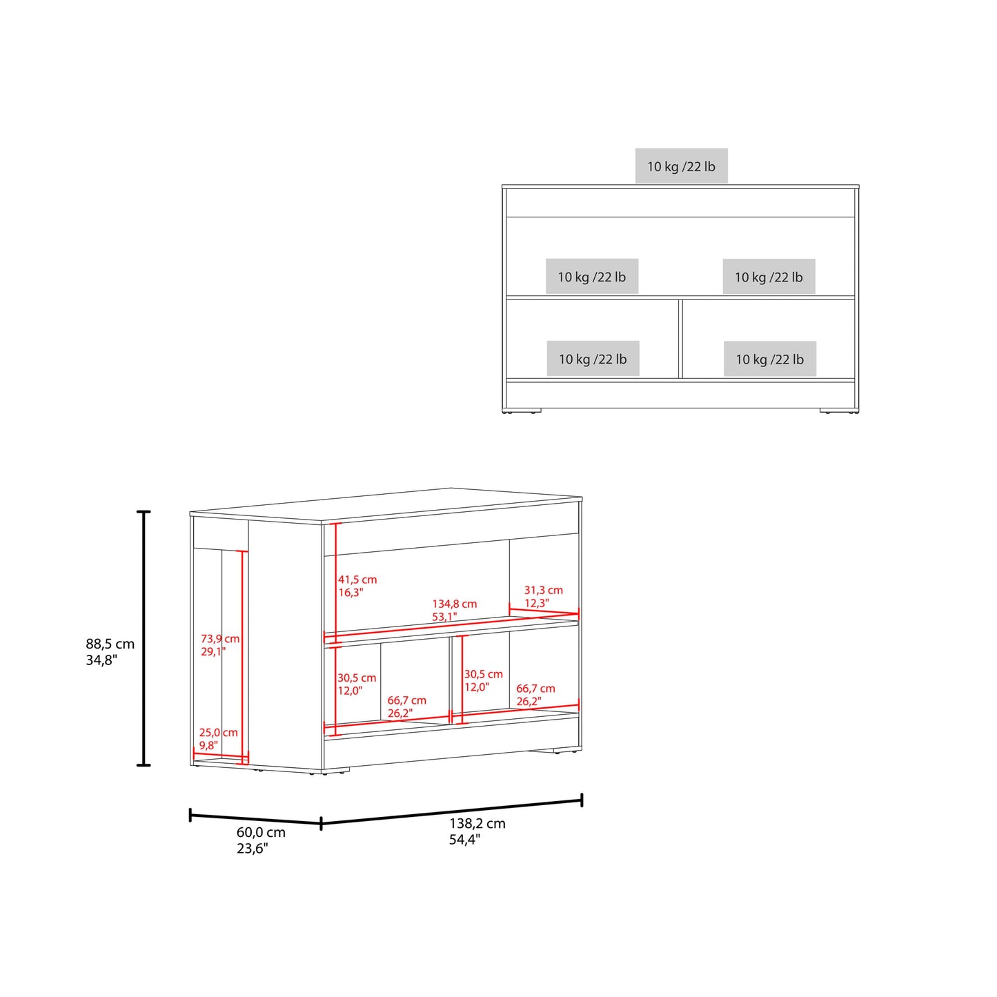 Barra De Cocina Cuenca 88X138X60 Rta Wengue Fresno Zf