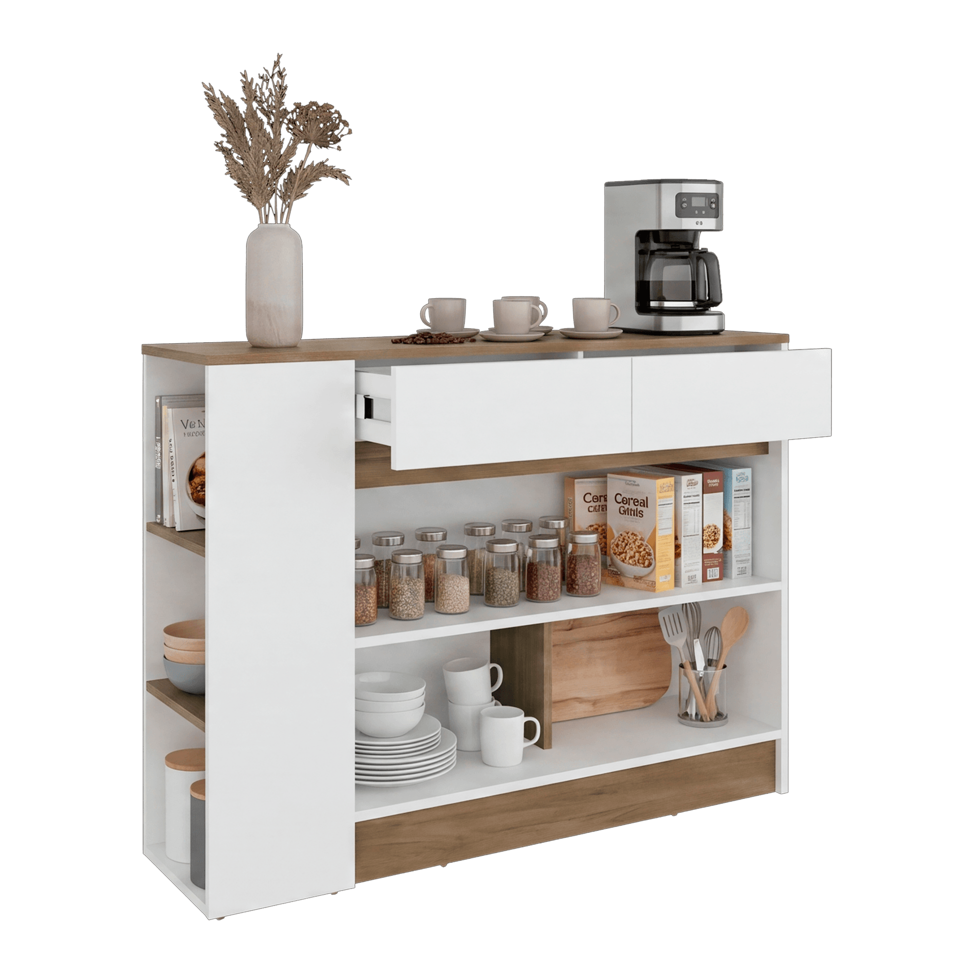Mueble Auxiliar De Cocina Lynton 82X110X29 Rta Fresno Blanco Zf