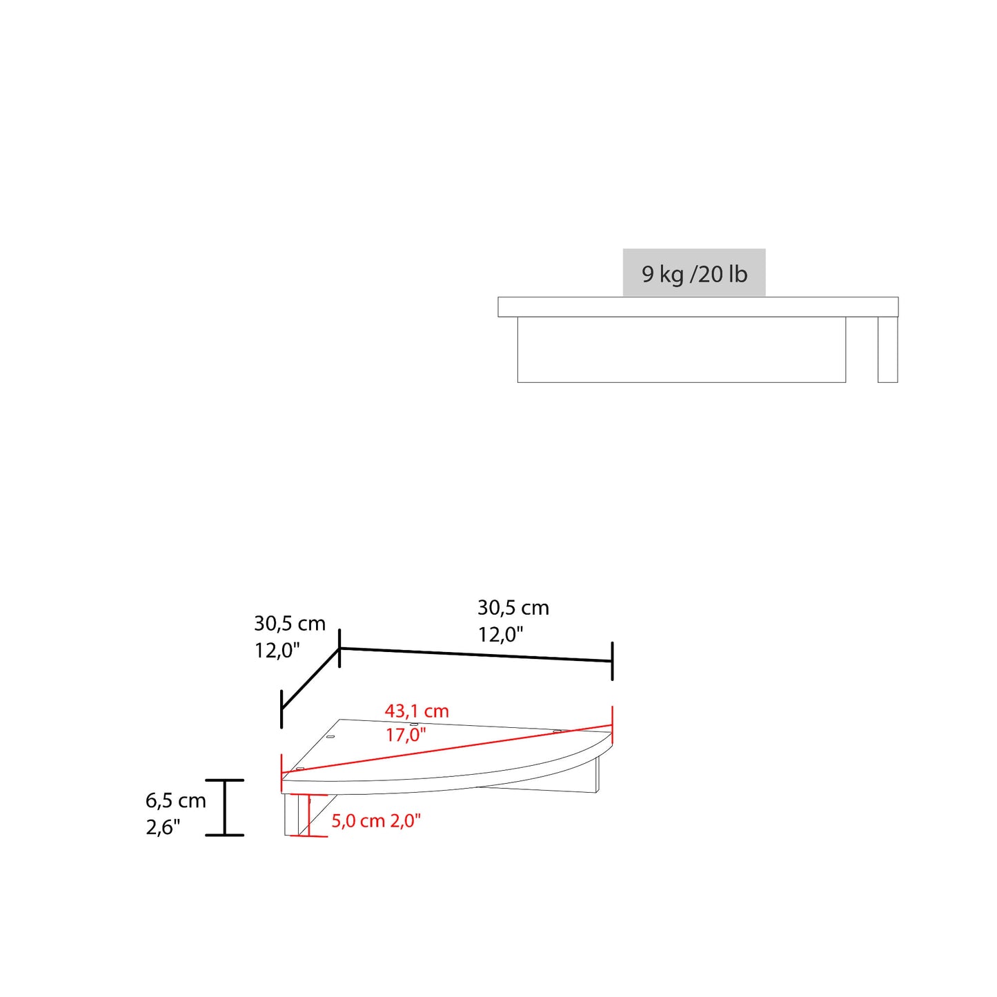 Repisa Flotante Shelf 6X30X30 Rta Blanco Zf