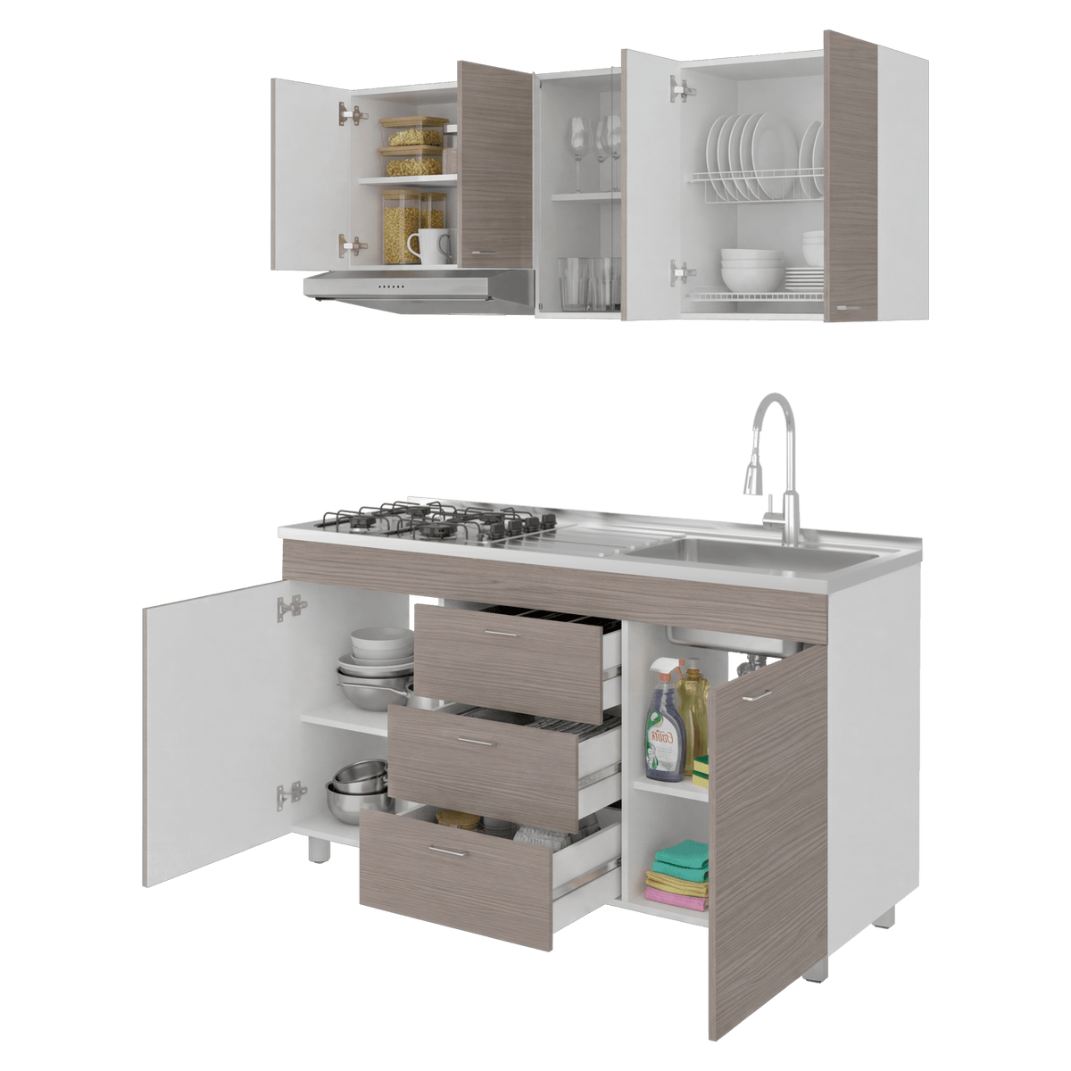 Cocina 150 Lumina Der 60X150X31 Rta Blanco Positano