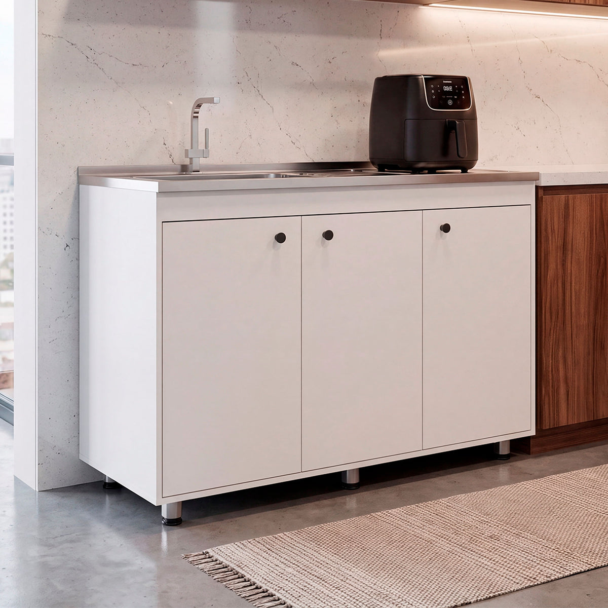 Mueble Inferior De Cocina Napoles 90X120X50 Rta Blanco Zf