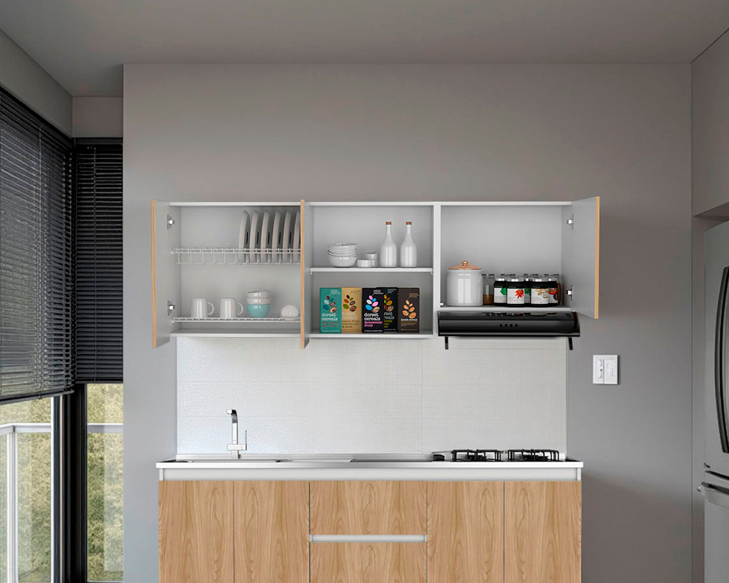 Mueble Superior Cocina 180 Boreal 62X180X33 Rta Blanco Fresno