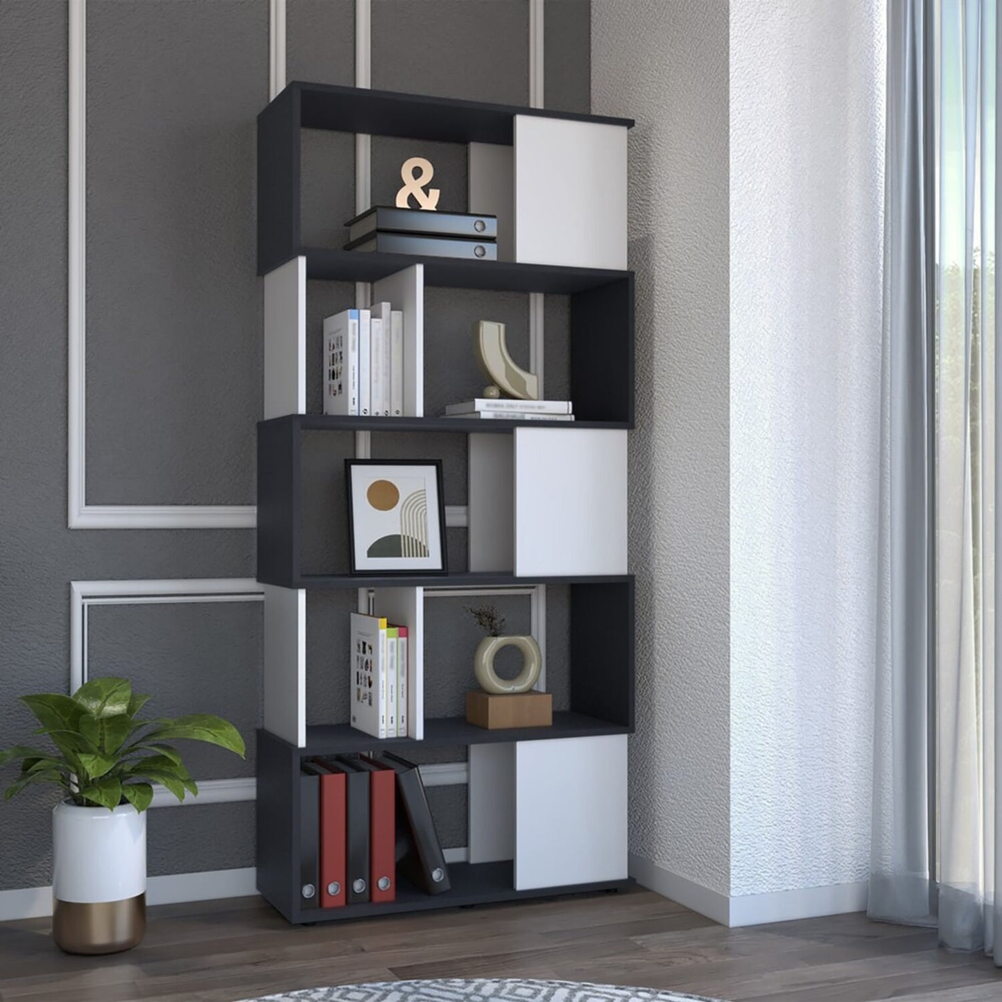 Biblioteca Noah 175X80X29 Rta Wengue Blanco Zf