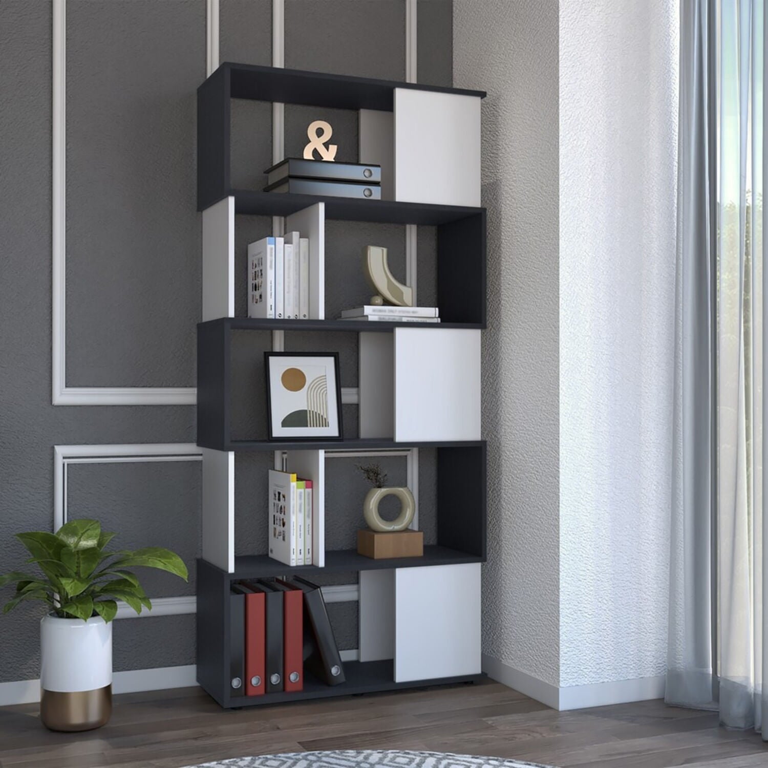 Biblioteca Noah 175X80X29 Rta Wengue Blanco Zf