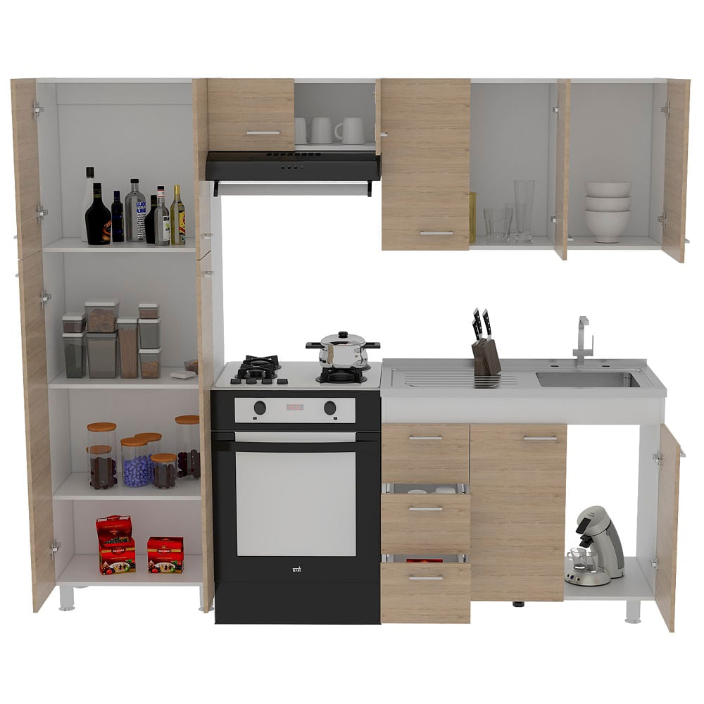 Cocina Ferreti Meson Derecho Blanco Rovere
