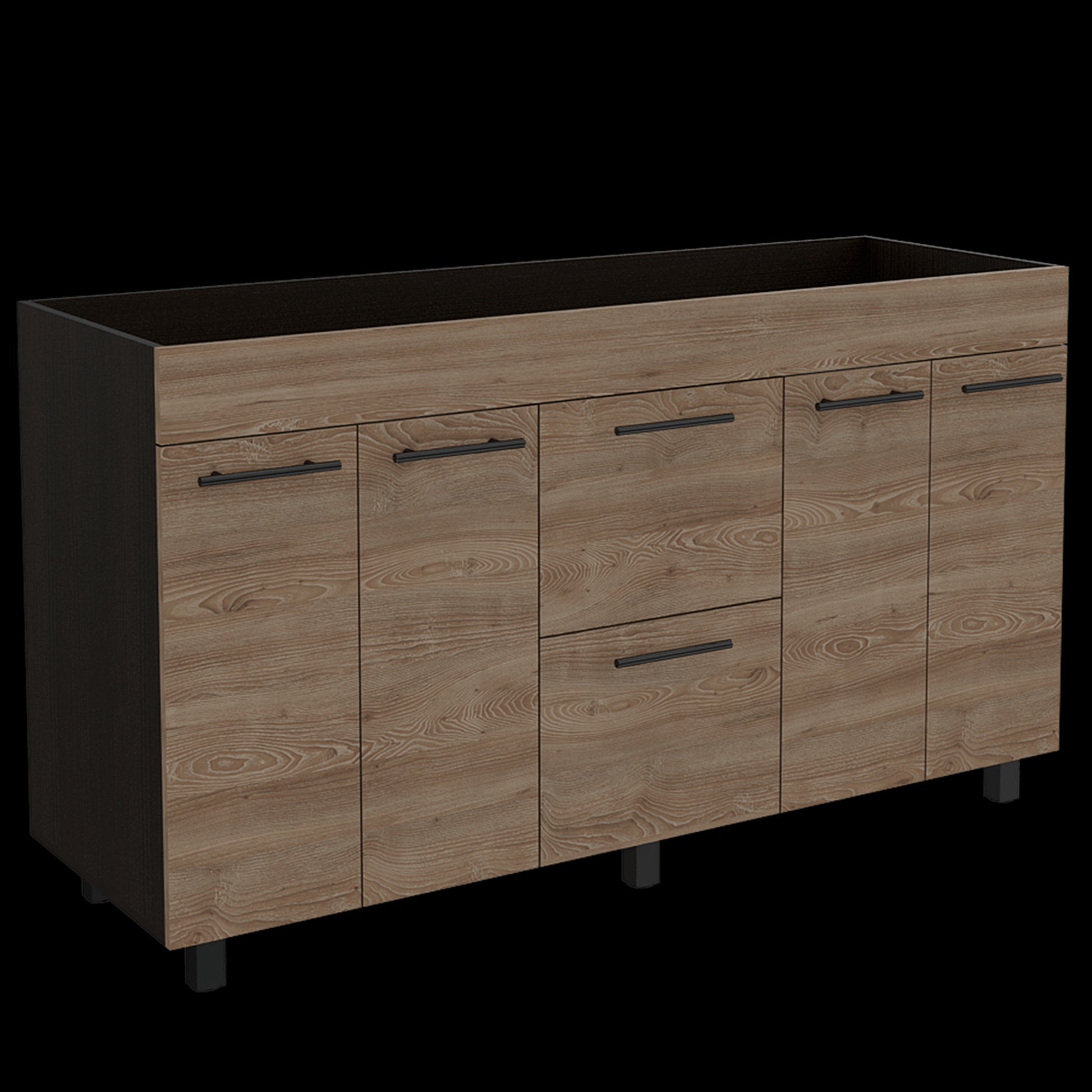 Mueble Inferior De Cocina 150 Luna Rta Wengue + Miel