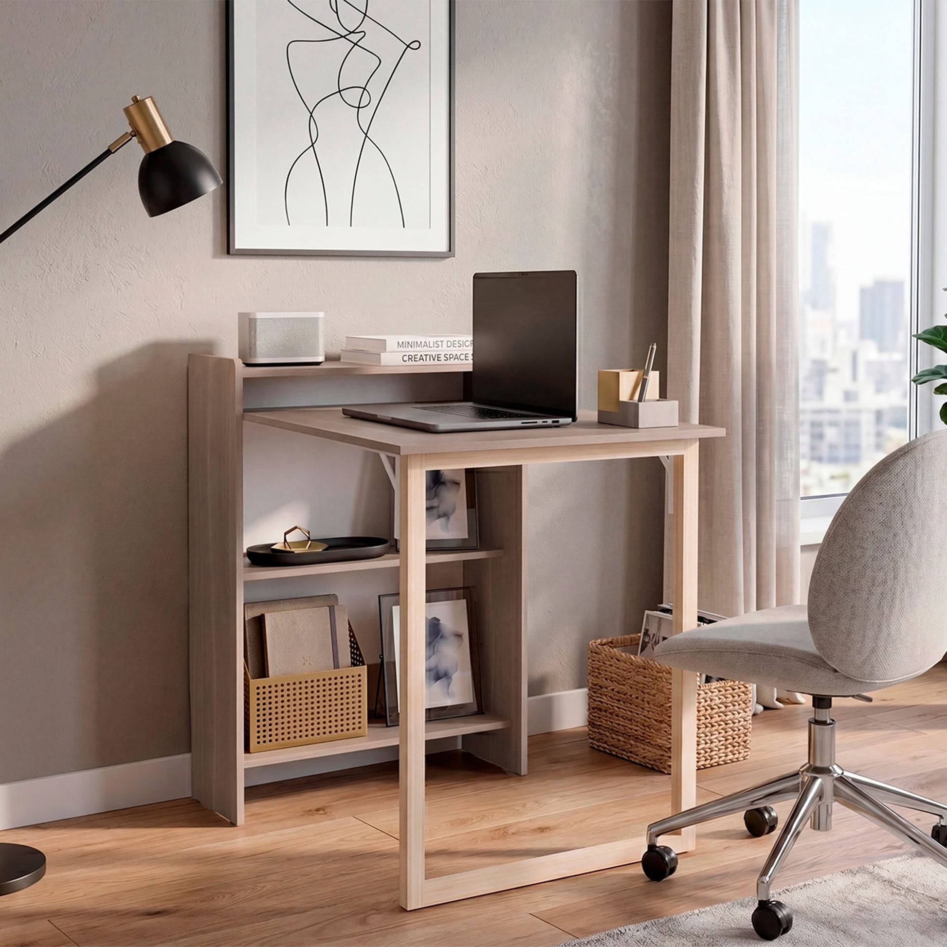 Escritorio Plegable Lesli 85X63X30 Rta Bardolino Zf
