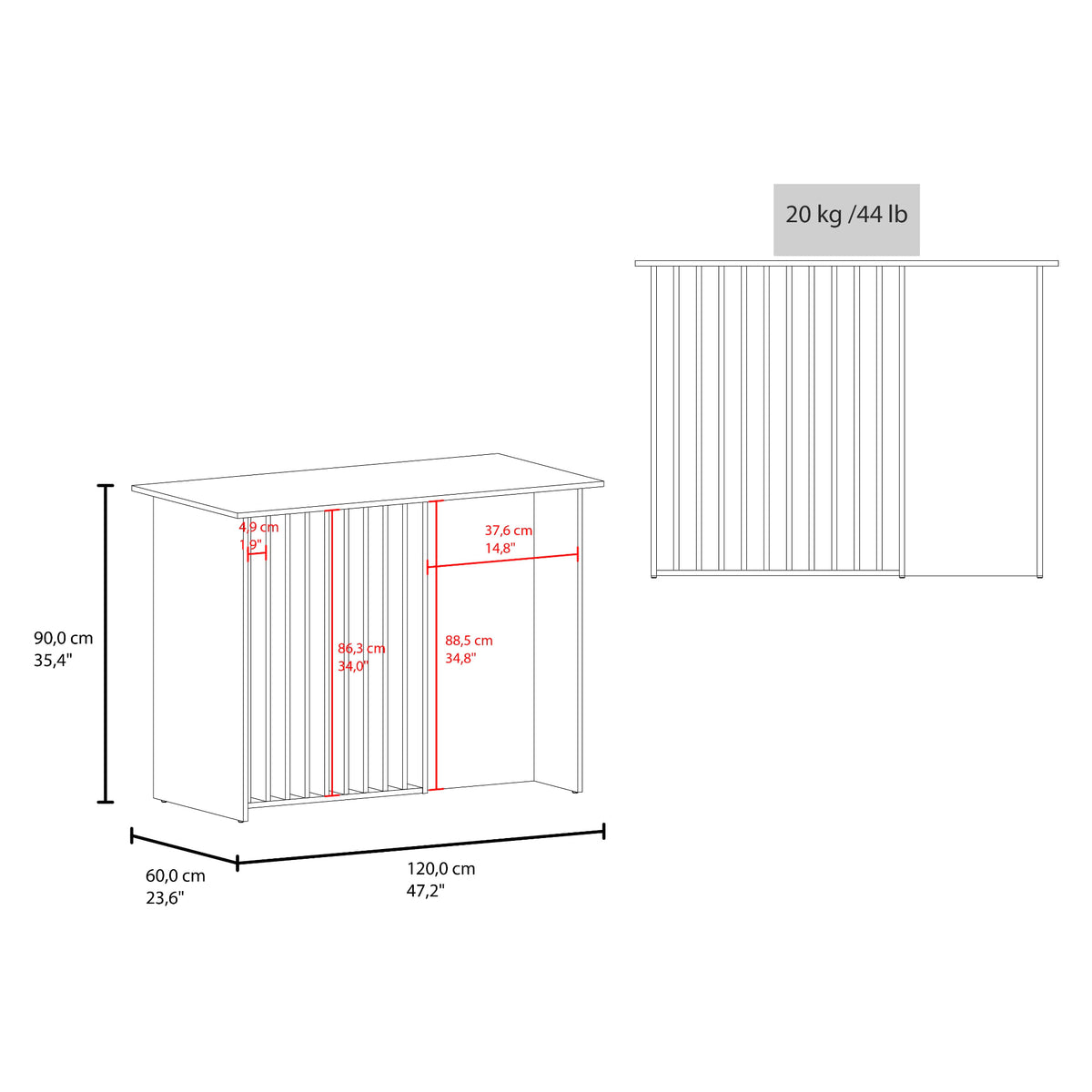 Isla De Cocina Alé 90X120X60 Rta Wengue Zf