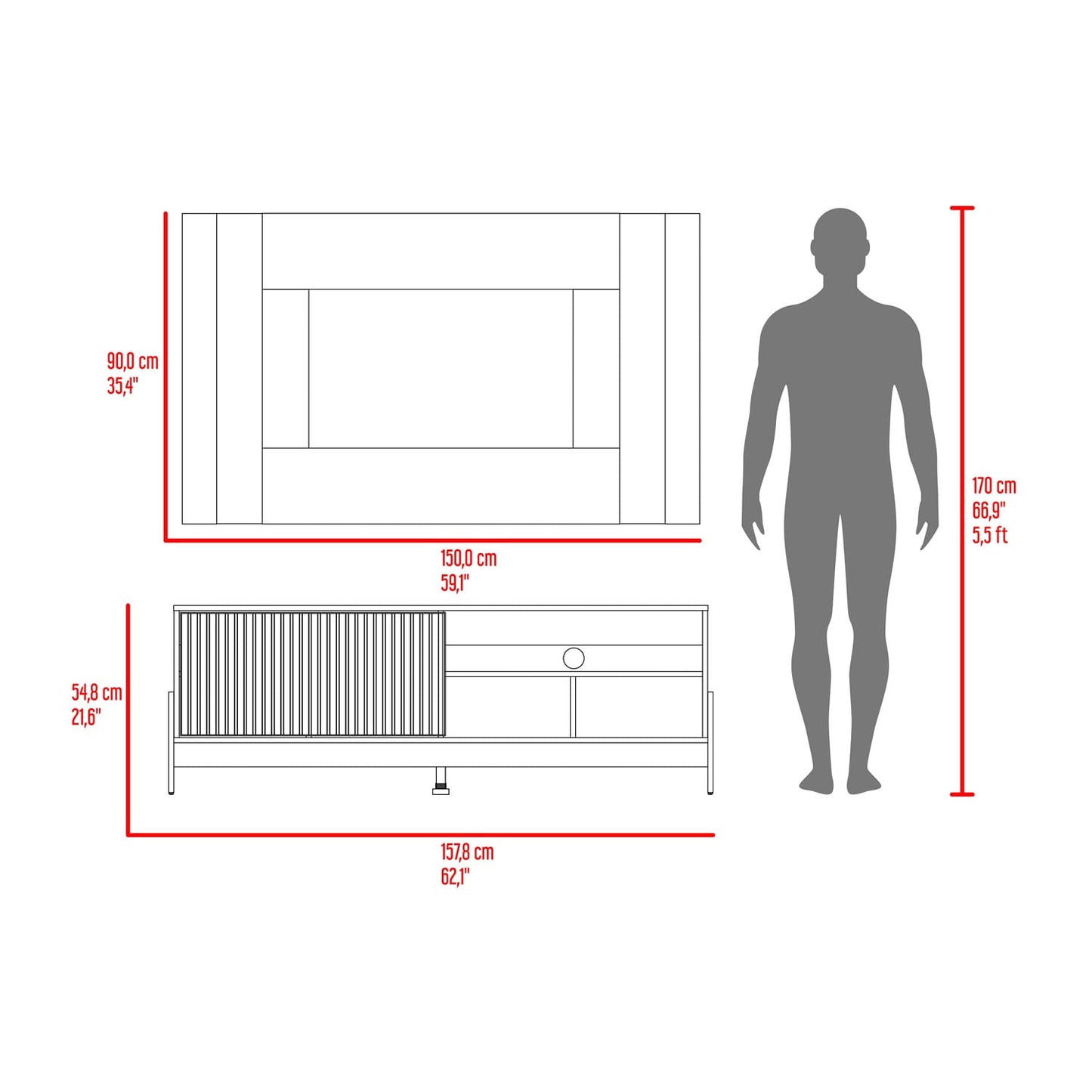 Mueble De Entretenimienro Obell 65 55X157X36 Rta Milan Roble Natural