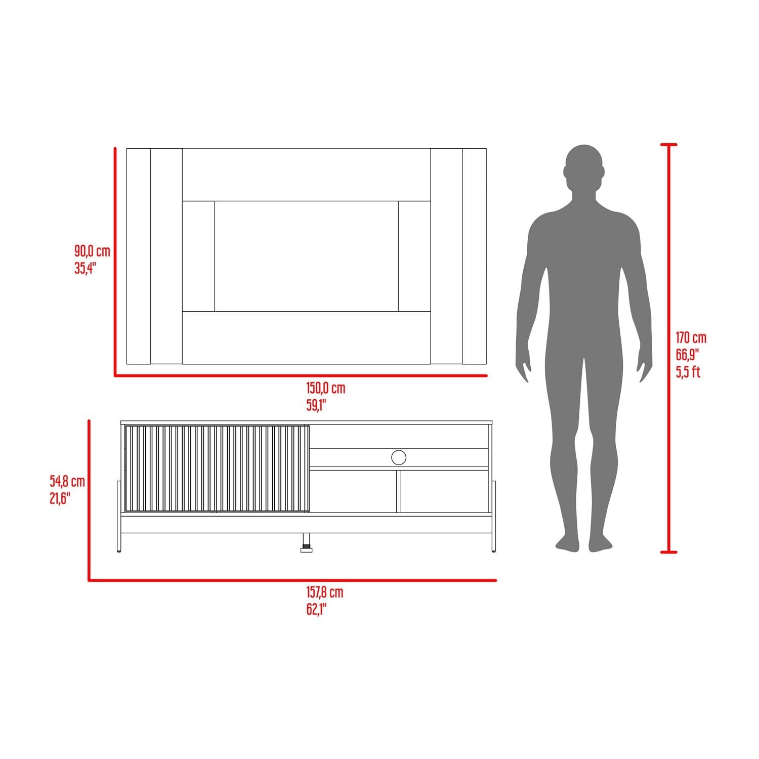 Mueble De Entretenimienro Obell 65 55X157X36 Rta Milan Roble Natural