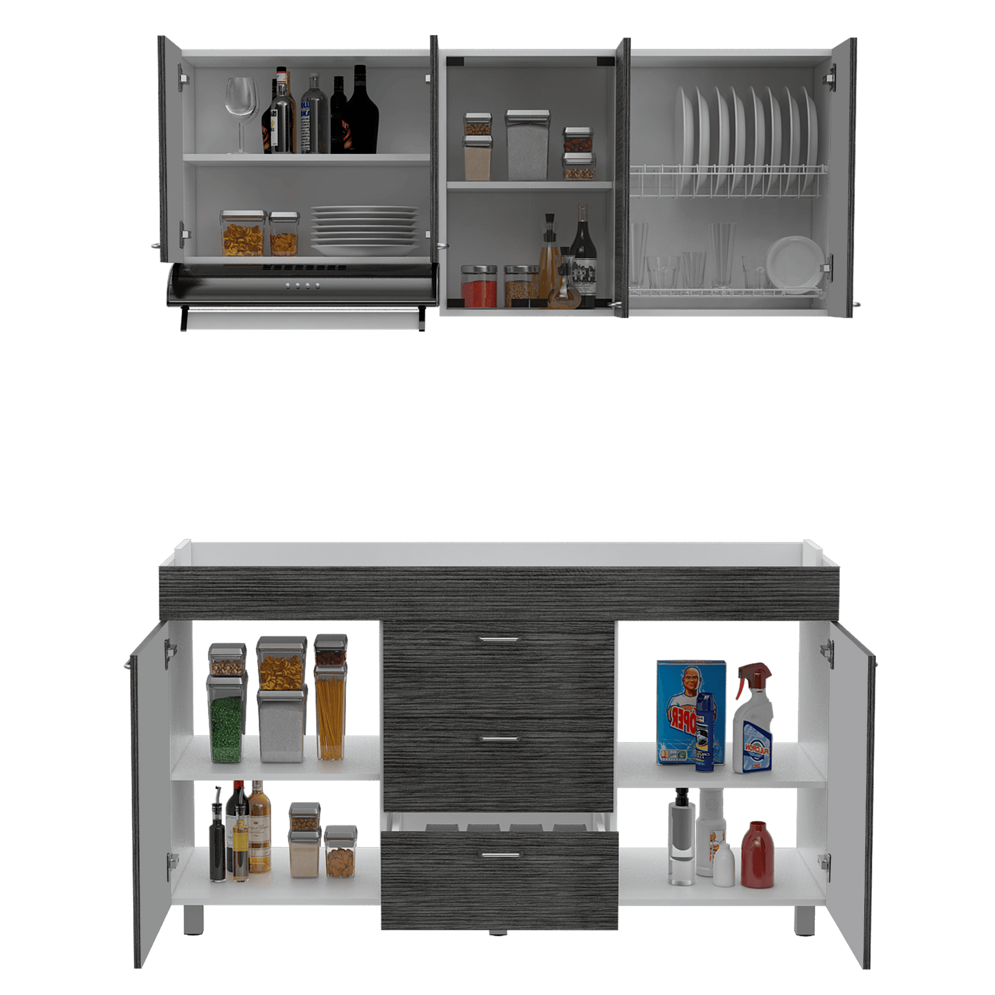 Cocina 150 Lumina Der 60X150X31 Rta Blanco Roble Gris