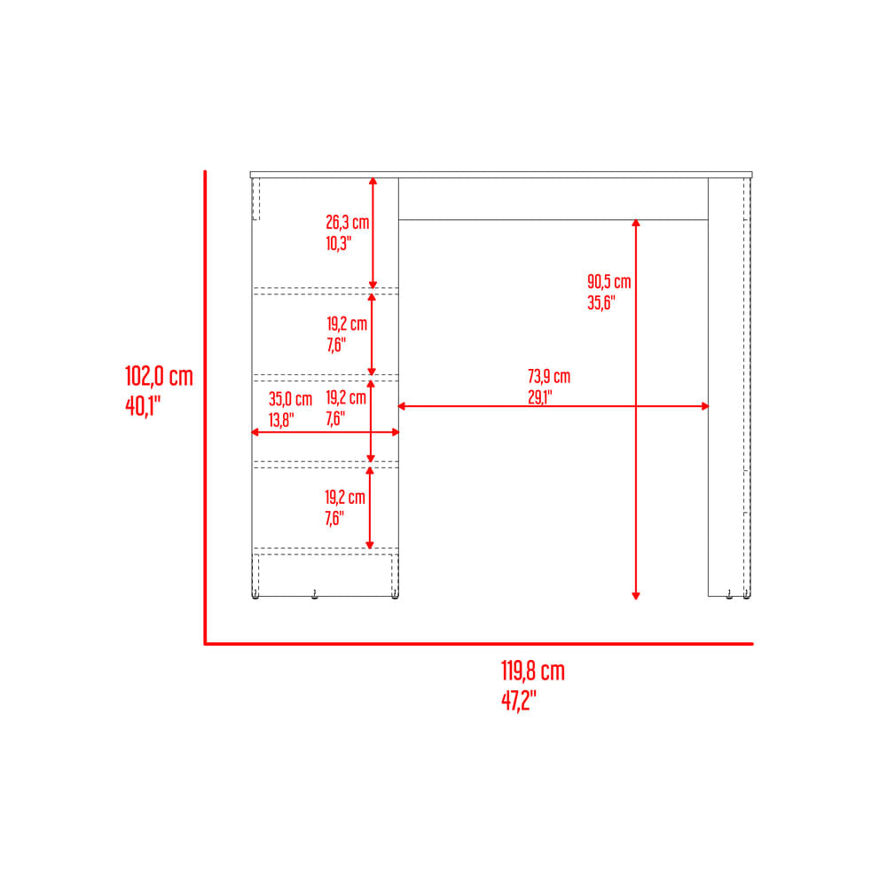 Barra Auxiliar Greer 102X119X59 Rta Blanco Bardolino