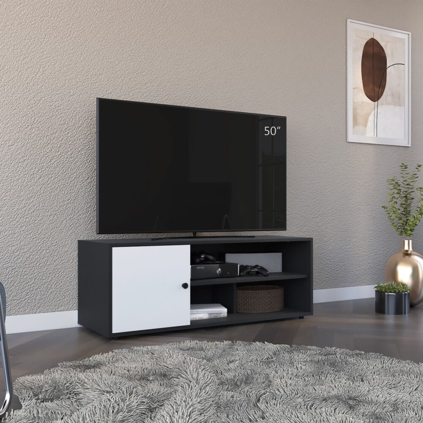 Mueble Tv 55" Noah 44X120X40 Rta Wengue Blanco Zf