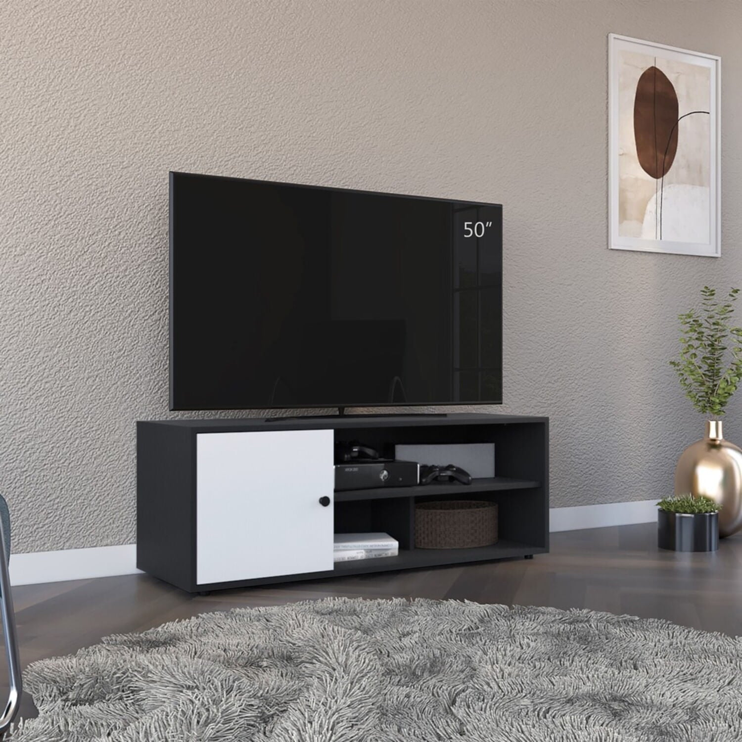Mueble Tv 55" Noah 44X120X40 Rta Wengue Blanco Zf