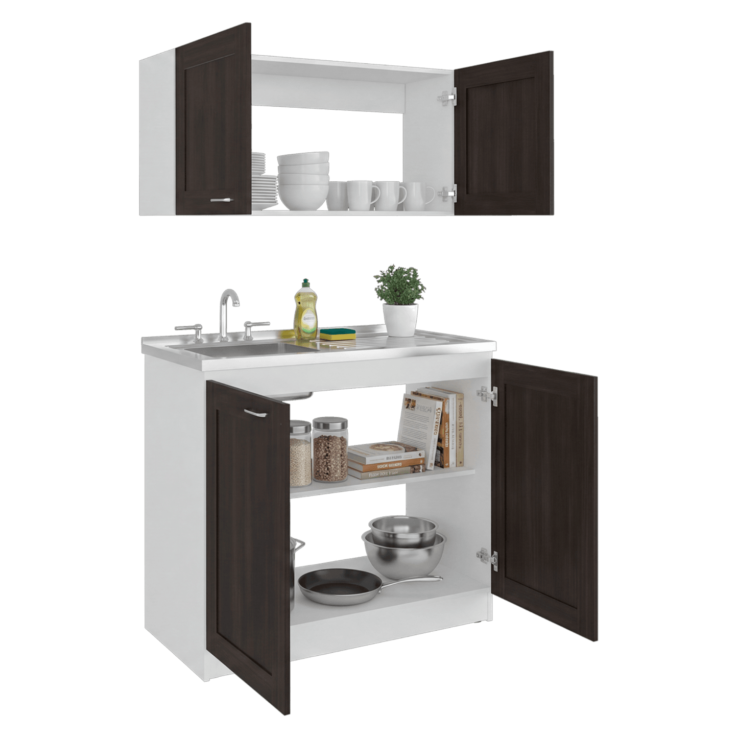 Cocina Zurich 49X100X32 Rta Blanco Nogal Zf