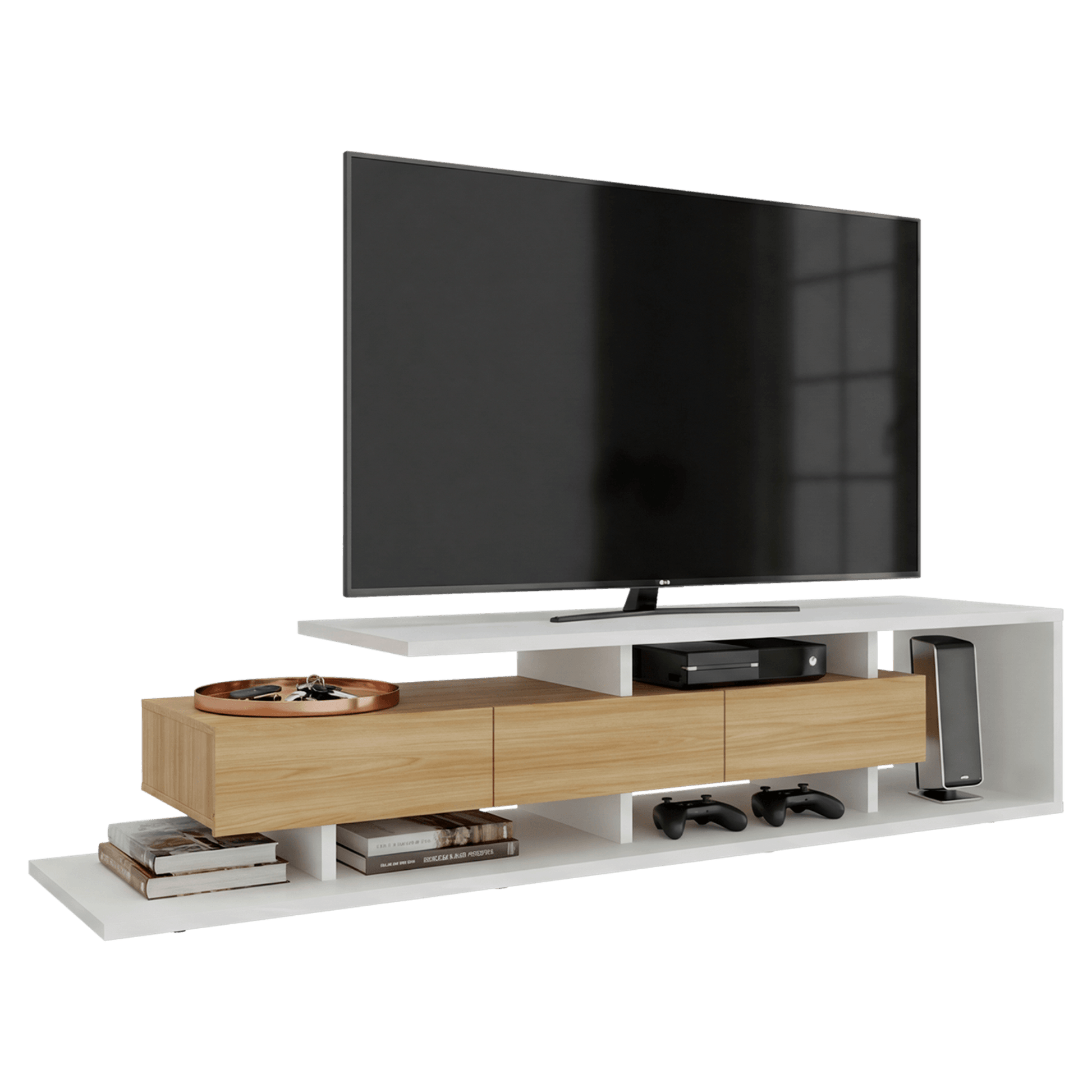 Rack De Tv Quito 44X200X50 Rta Blanco Mqz Fresno