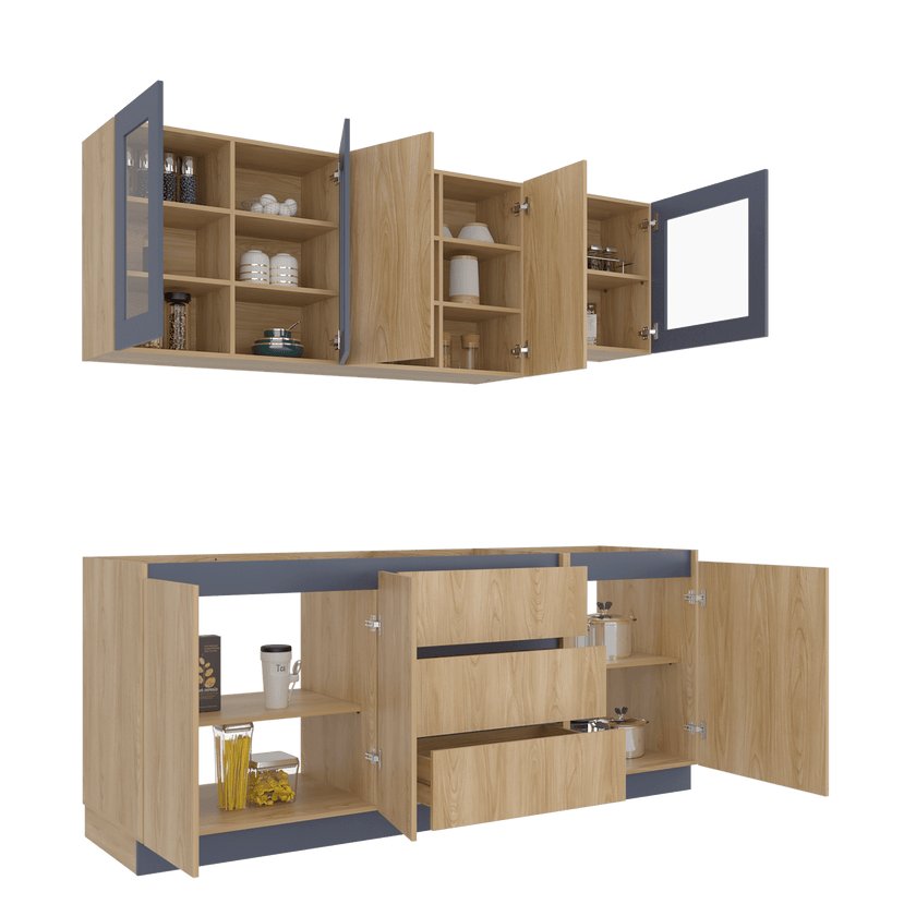 Cocina 210 Solana 70X210X32 Rta Fresno Eu Azul Marino