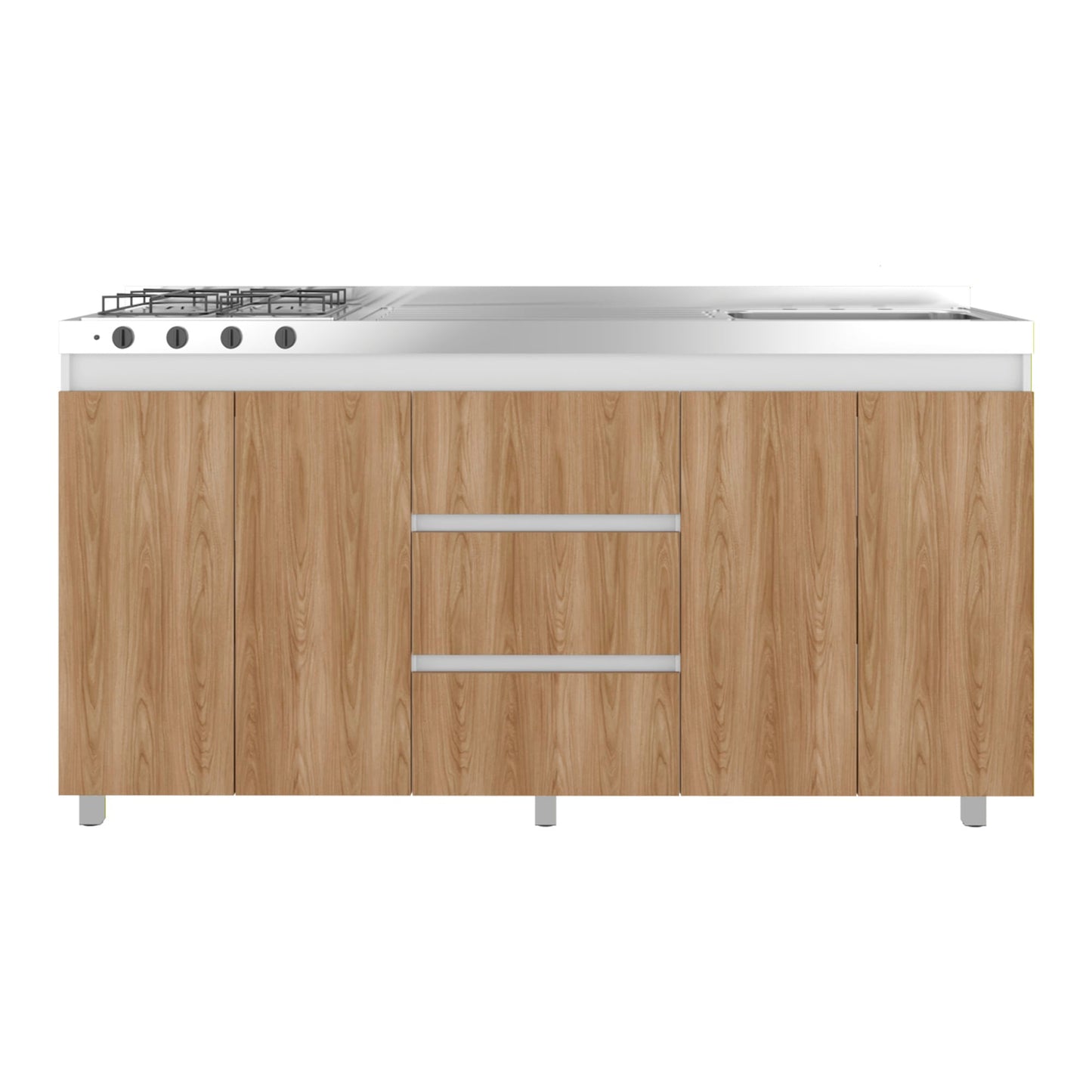 Mueble Inferior Cocina Der 180 Boreal 89X179X49 Rta Blanco Fresno