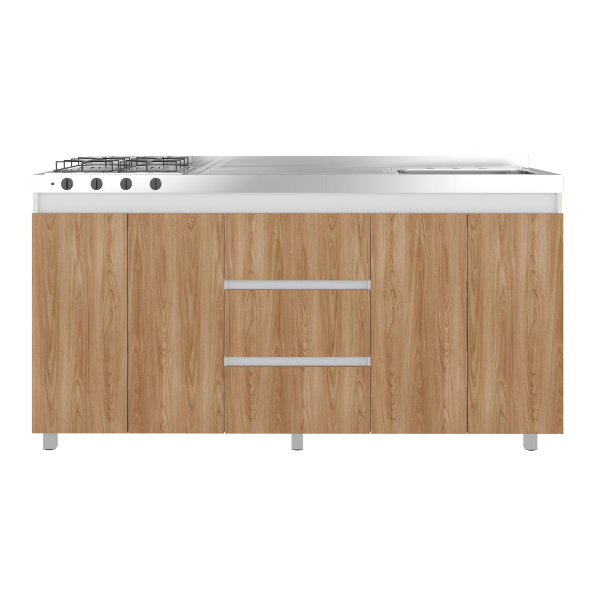 Mueble Inferior Cocina Der 180 Boreal 89X179X49 Rta Blanco Fresno