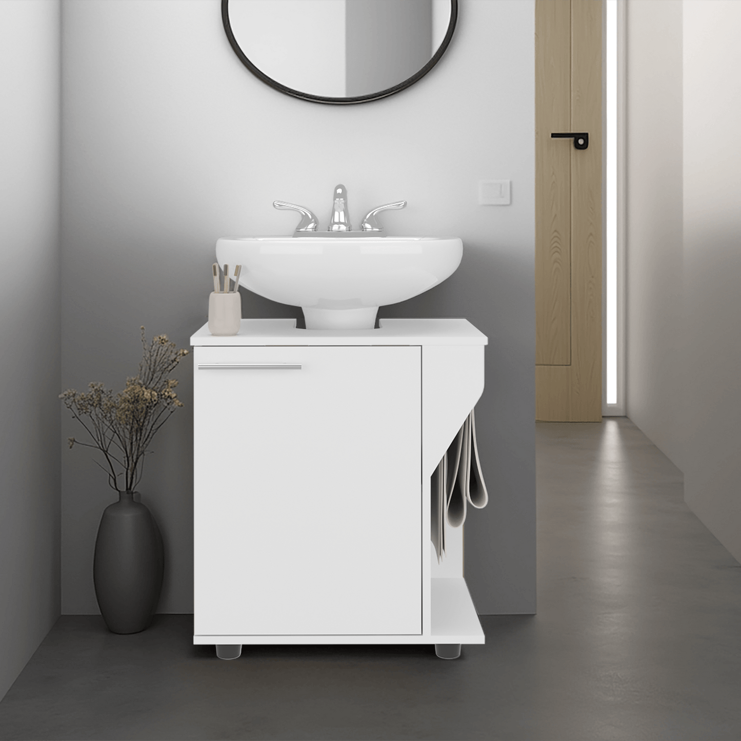 Mueble Lavamanos De Pedestal Phillips 62X56X41 Rta Blanco