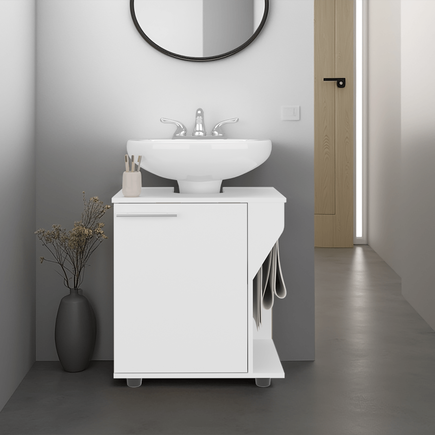 Mueble Lavamanos De Pedestal Phillips 62X56X41 Rta Blanco