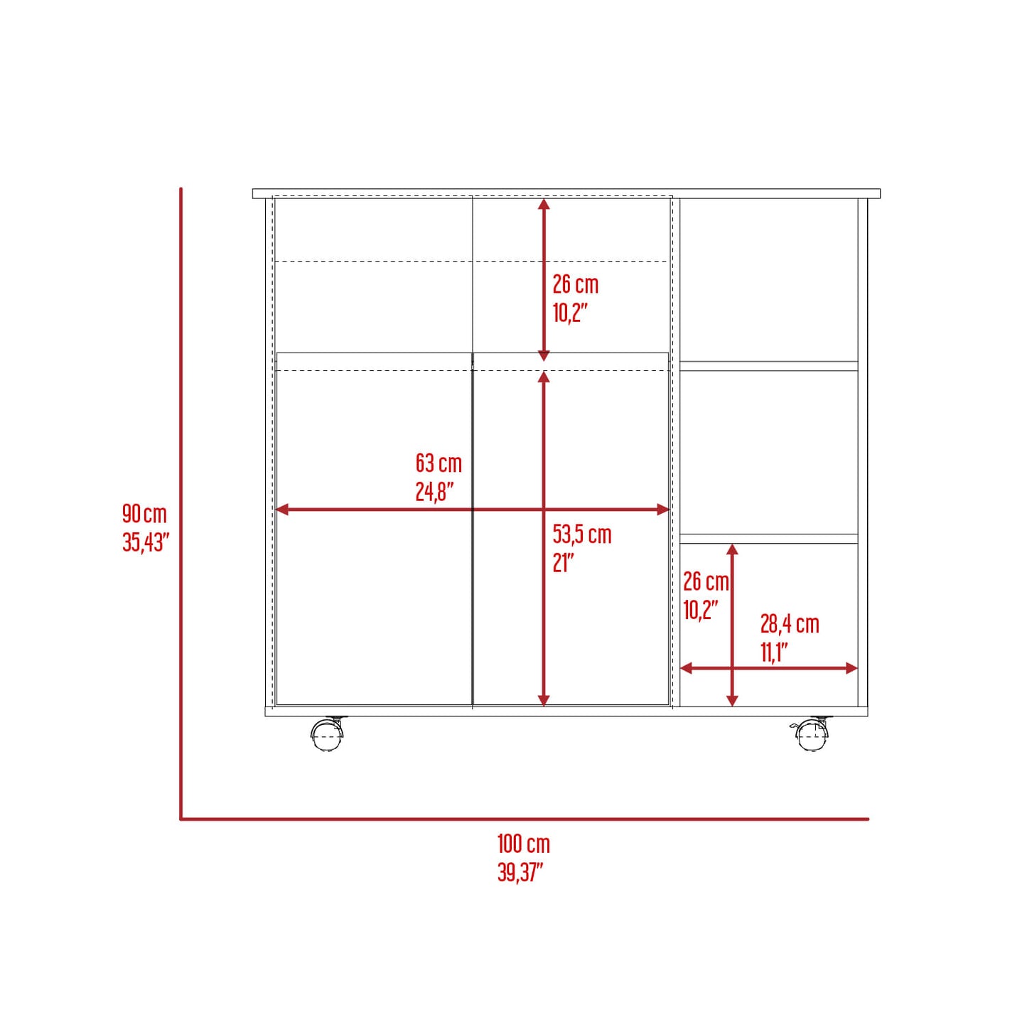 Meson De Cocina Paprika 90X100X40 Rta Blanco Niebla Zf