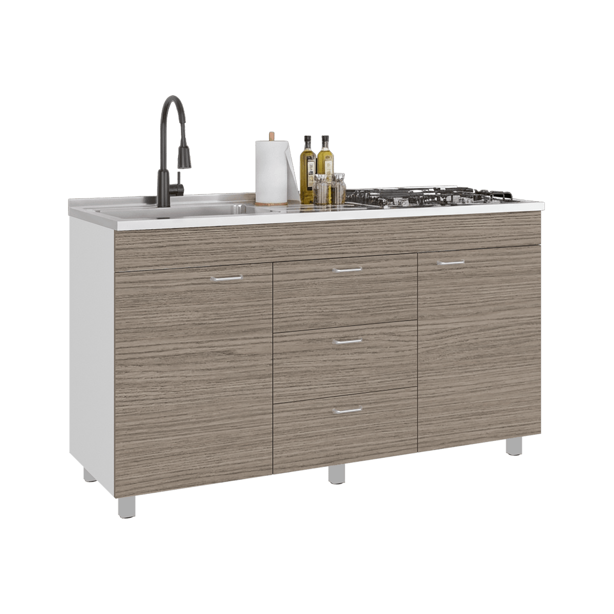 Mueble Inferior De Cocina Izq Lumina 84X150X52 Rta Blanco Positano