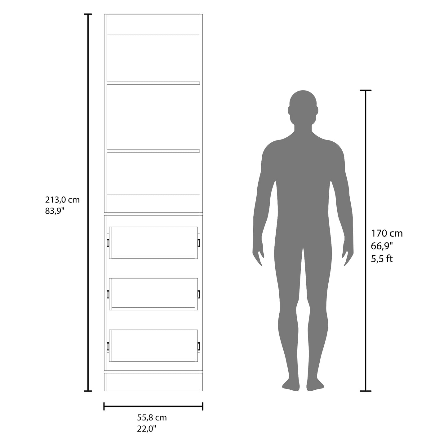 Closet Independiente 40 213X55X48 Rta Blanco Zf