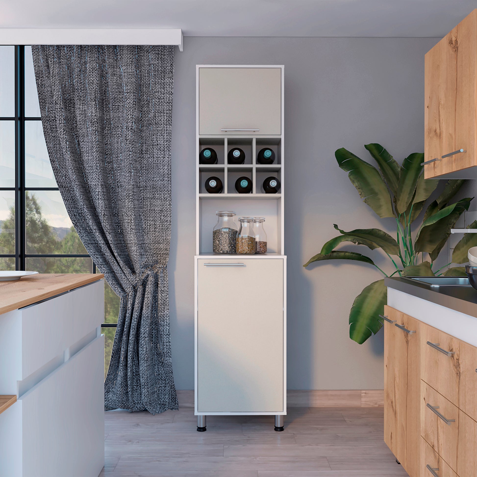 Mueble Alacena Attica 204X50X49 Rta Blanco Mqz + Capri