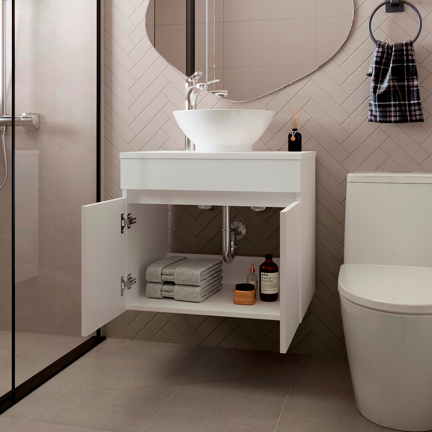 Mueble De Baño Aereo Manchester 51X59X44 Rta Blanco Mqz Zf
