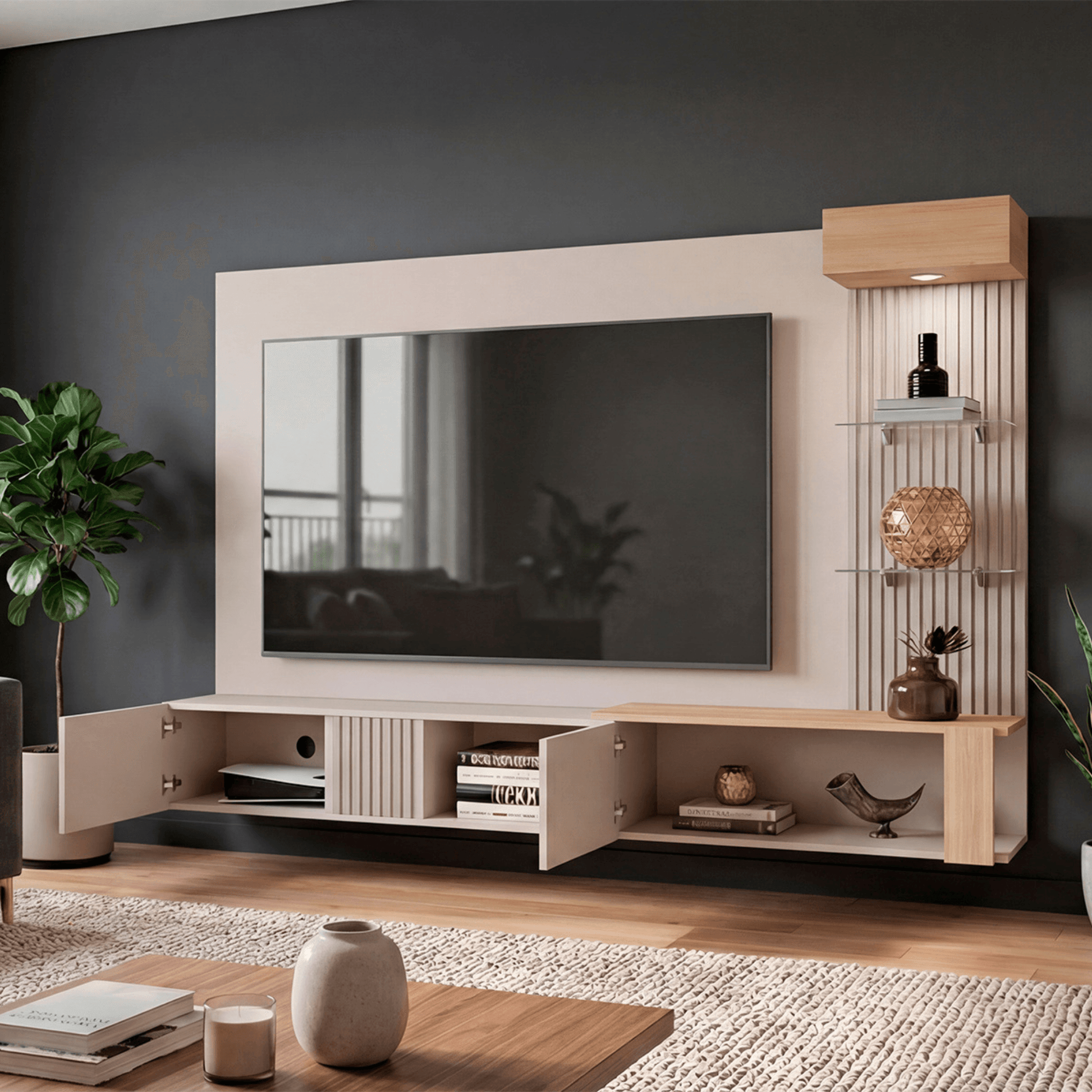 Panel De Tv Isolde 132X208X734 Rta Capri Fresno