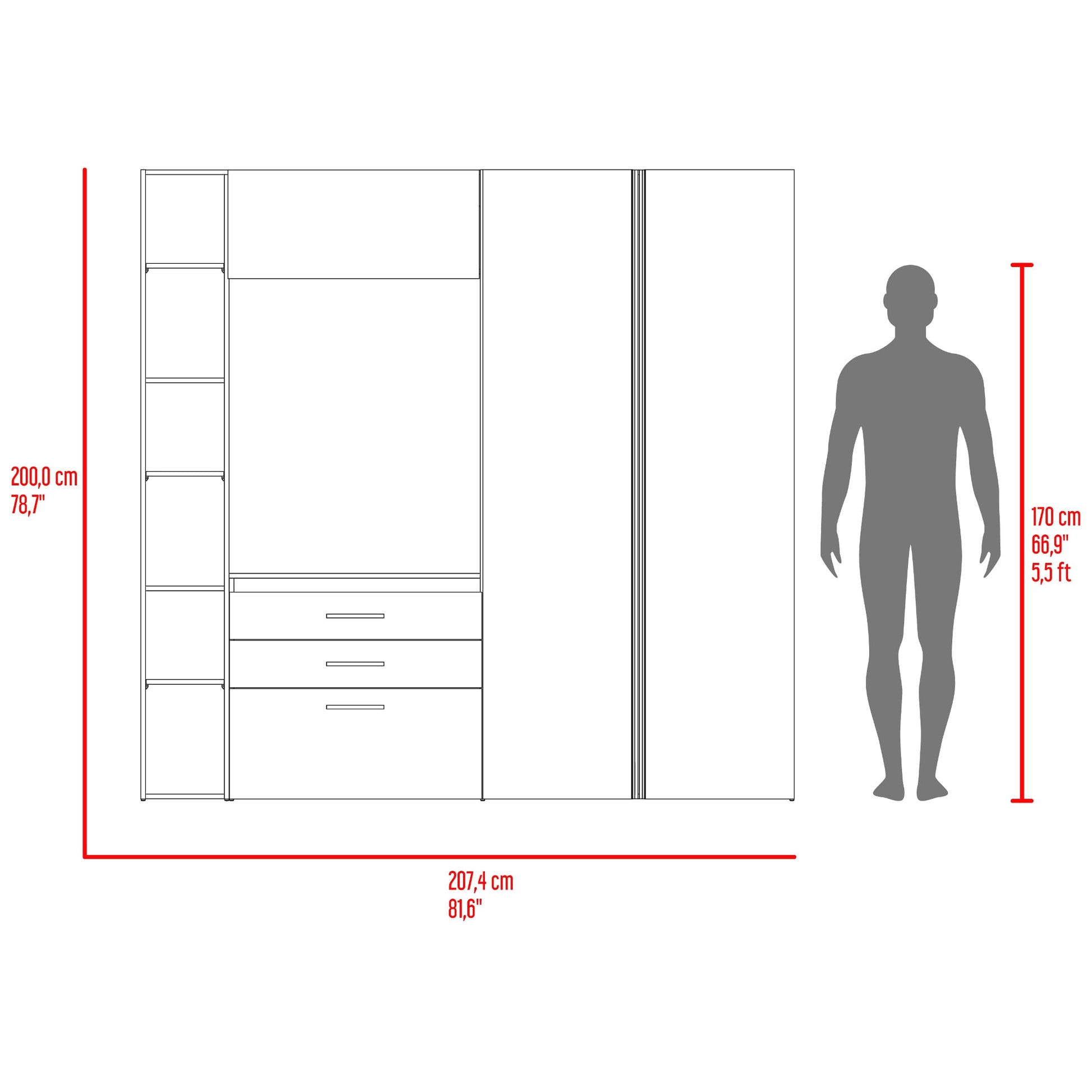 Closet Biblioteca Brunson 200X207X48 Rta Fresno Wengue