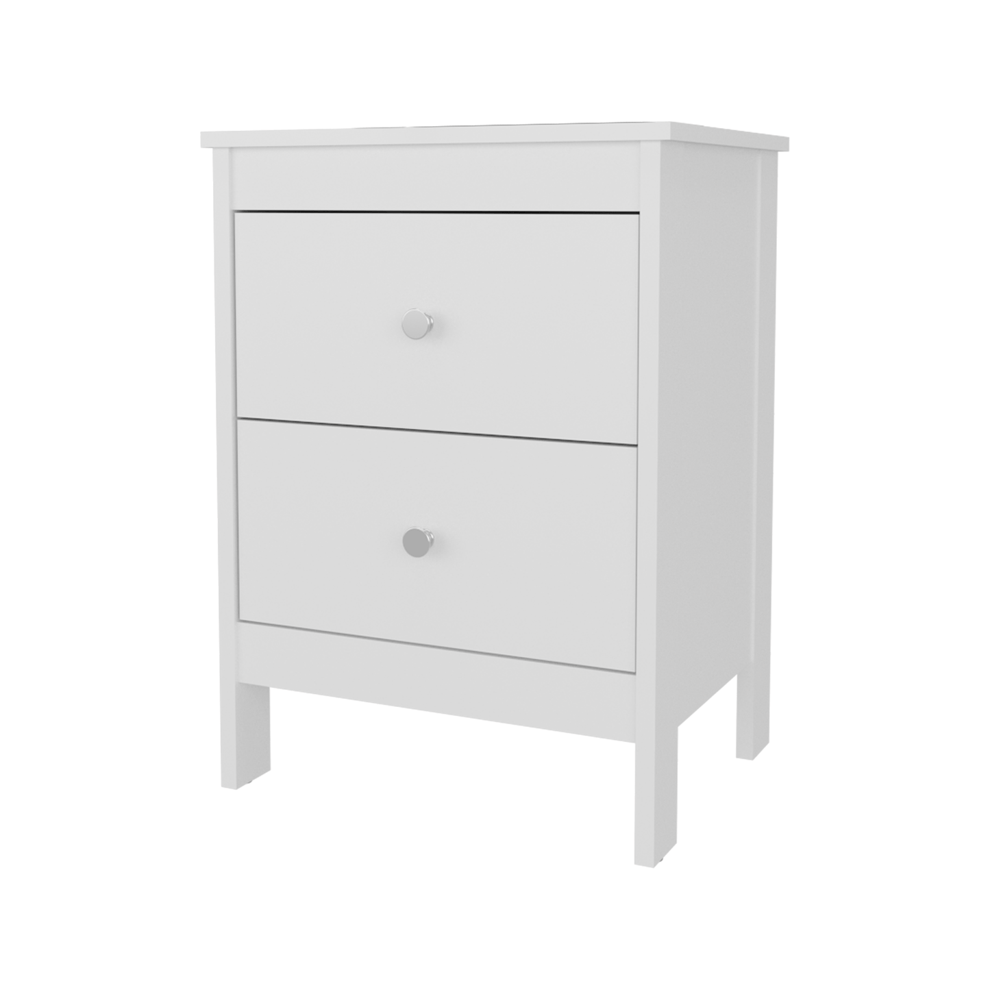 Mesa De Noche Dos Cajones Newcastle 66X48X38 Rta Blanco Mqz Zf