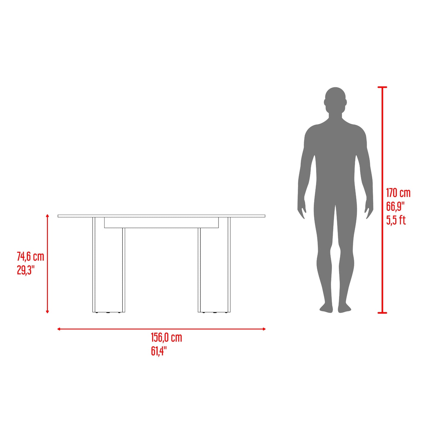 Comedor Ted 74X156X80 Rta Fresno