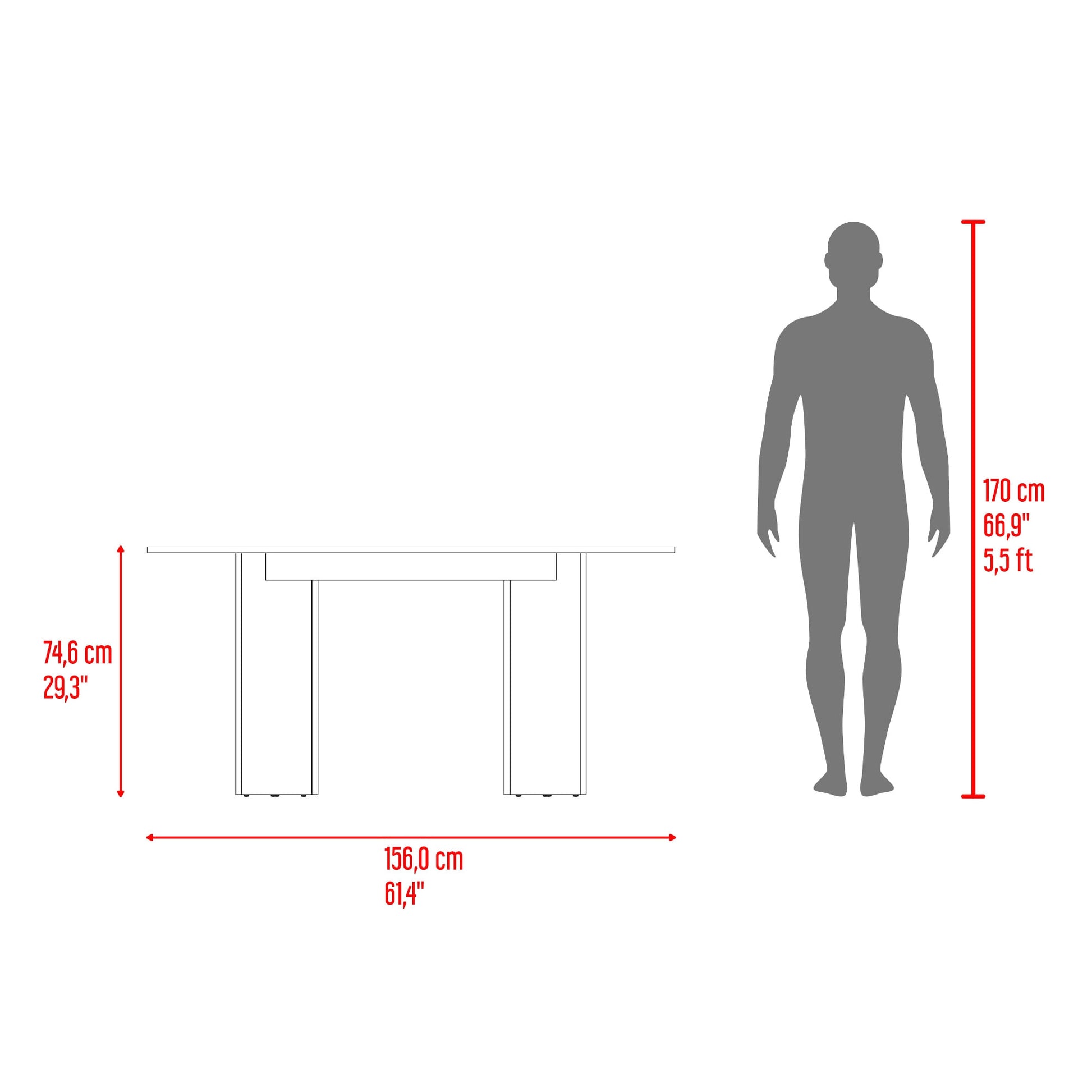 Comedor Ted 74X156X80 Rta Fresno