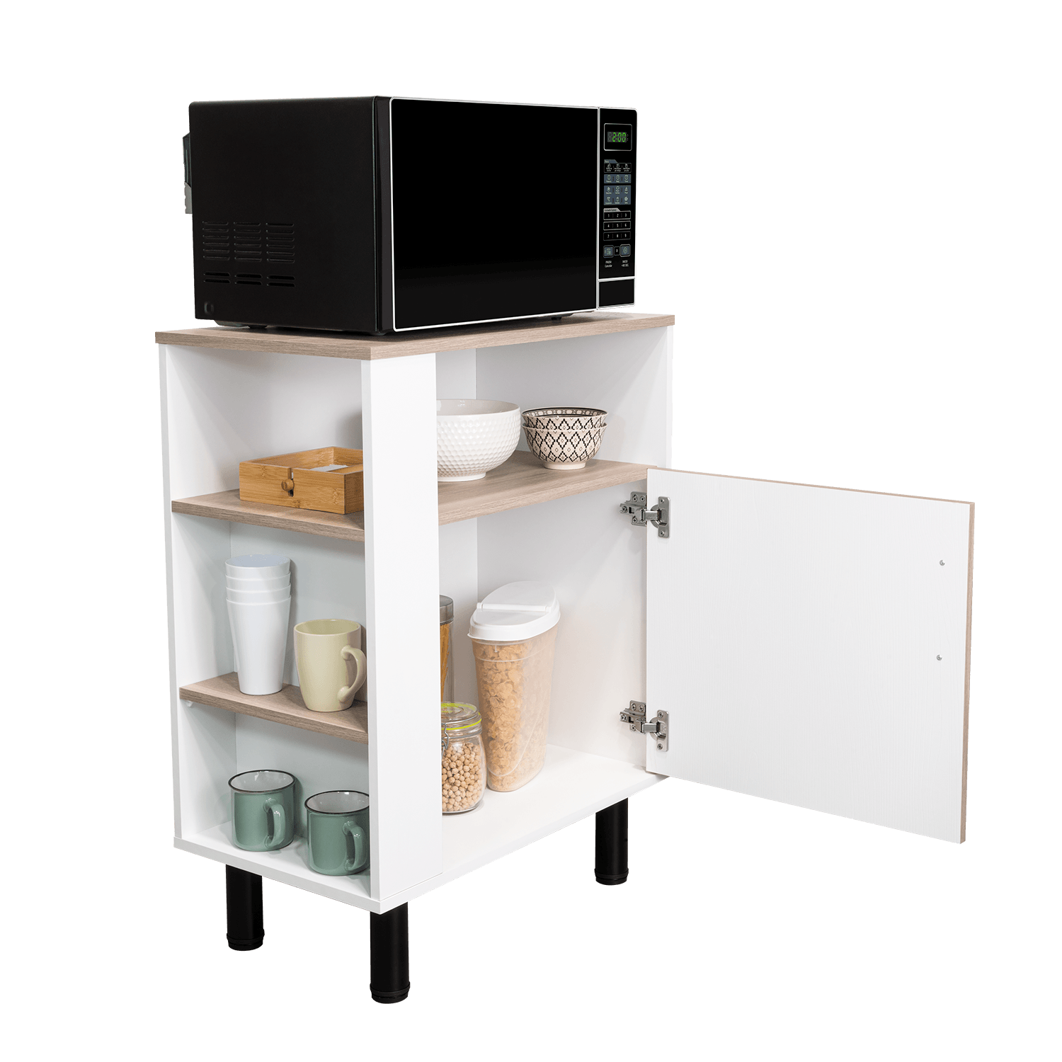Mueble Microondas Blink 85X65,2X38,4 Rta Bardolino/Blanco Mqz+Blanco Mqz