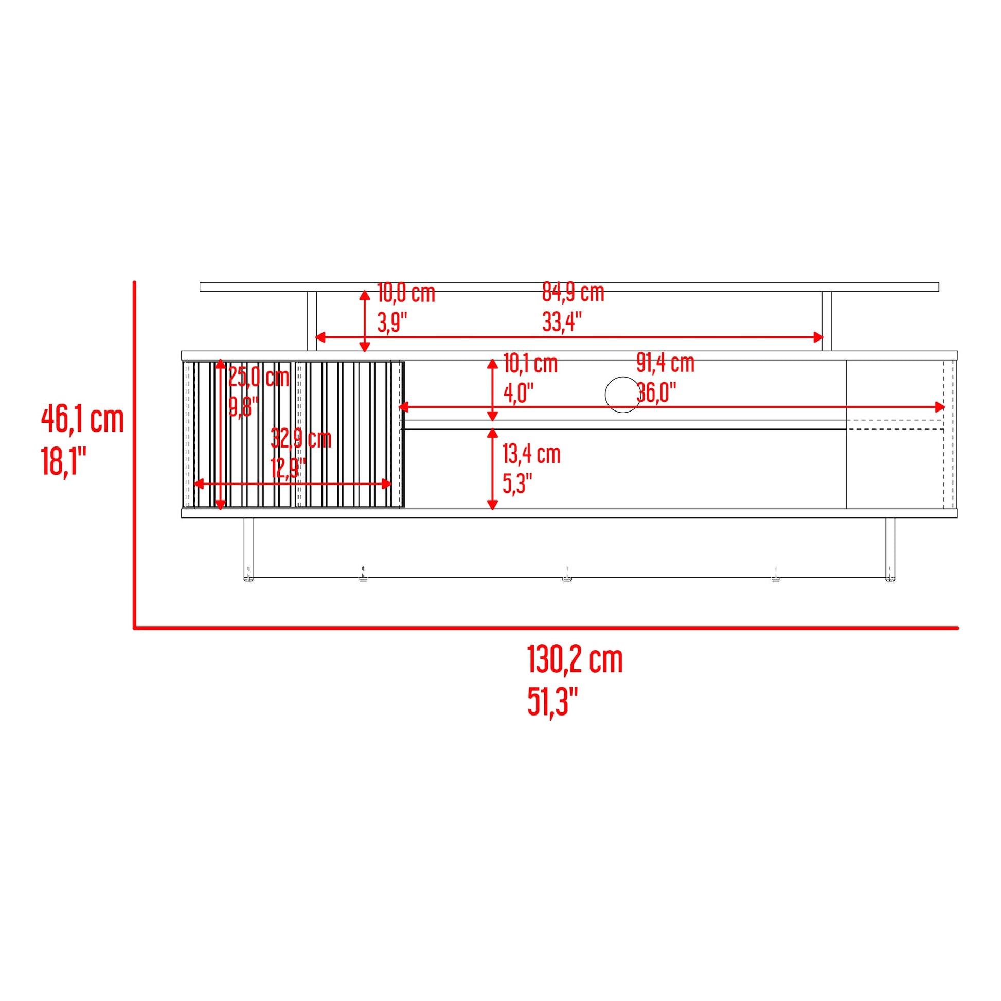 Rack De Tv Bowie 46X130X40 Rta Plomo Ocaso