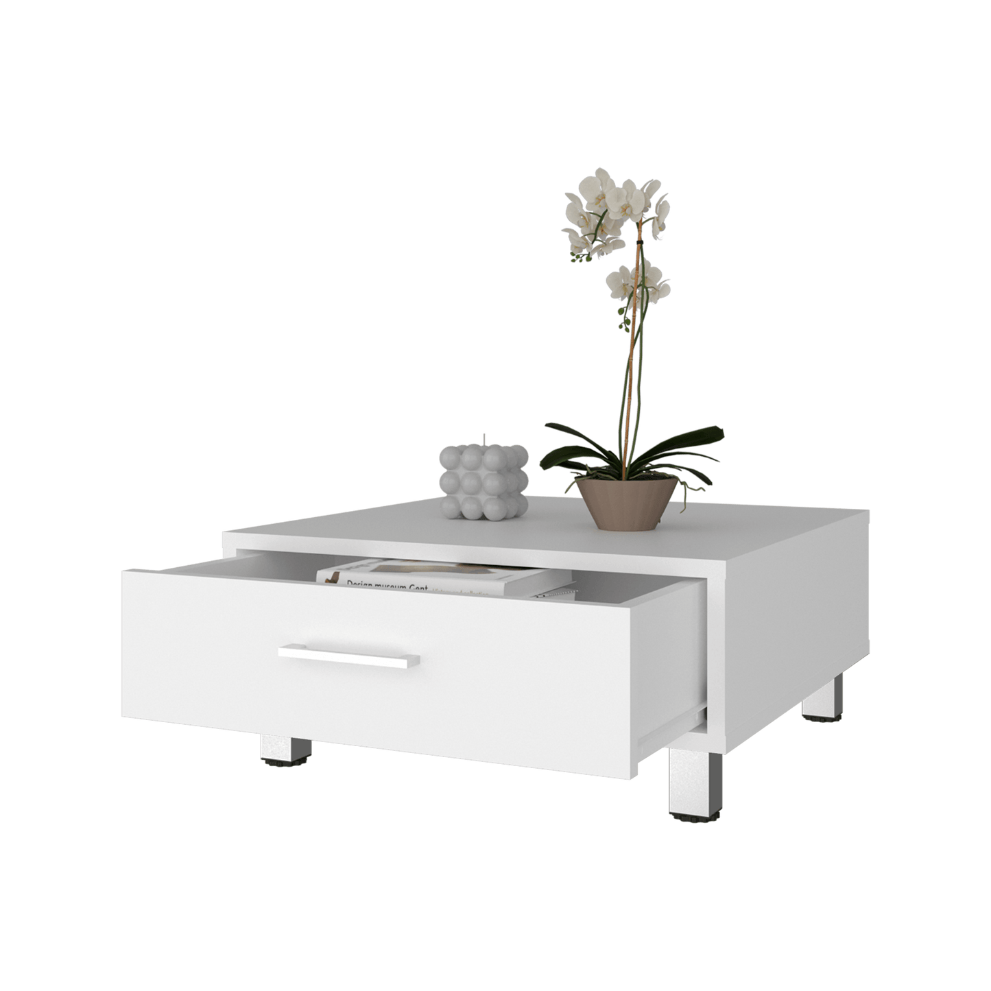 Mesa De Centro Beijing 26X60X60 Rta Blanco Zf